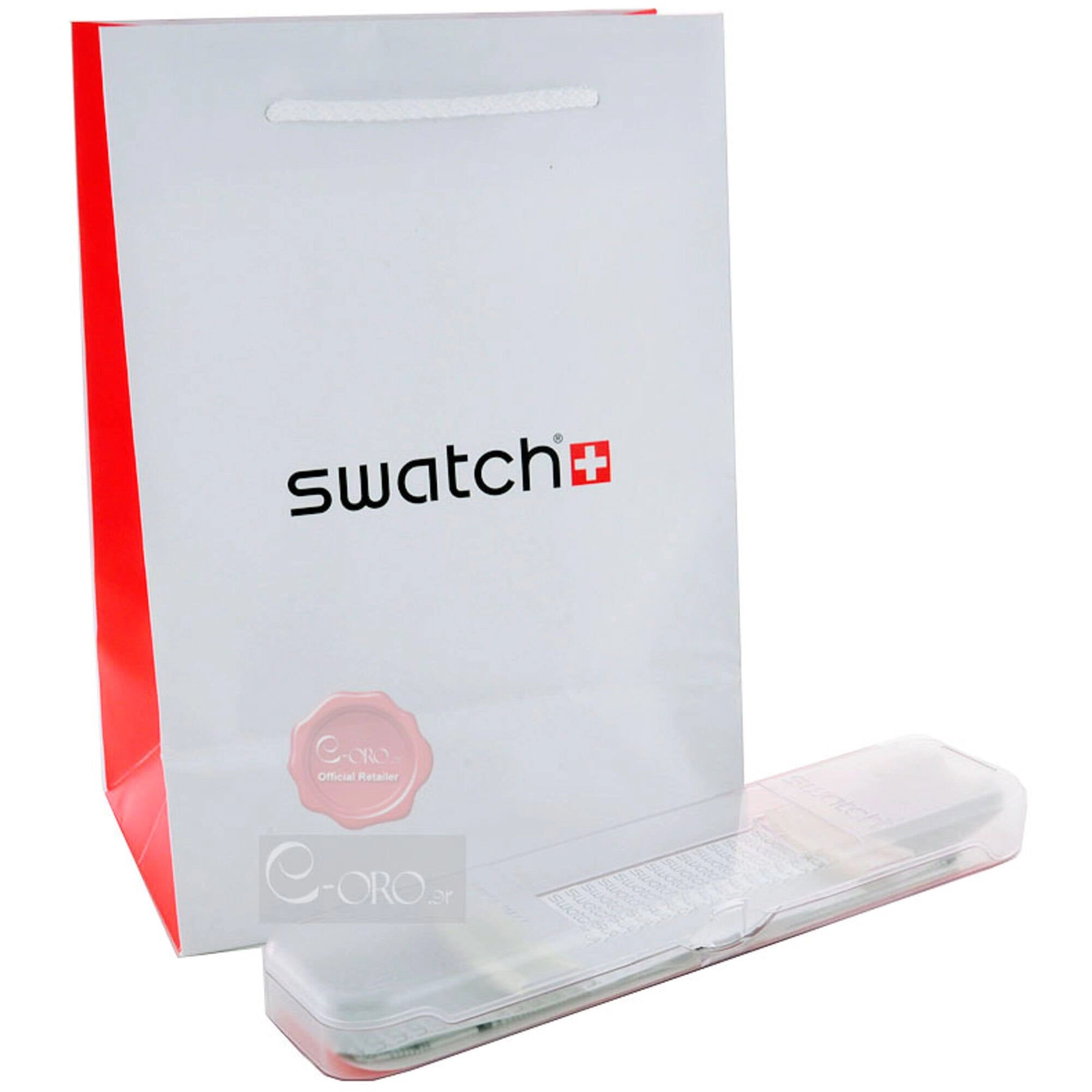 Swatch Women's Watch - Pattu Quartz White Dial Retro Pattern Silicone Strap | LW156