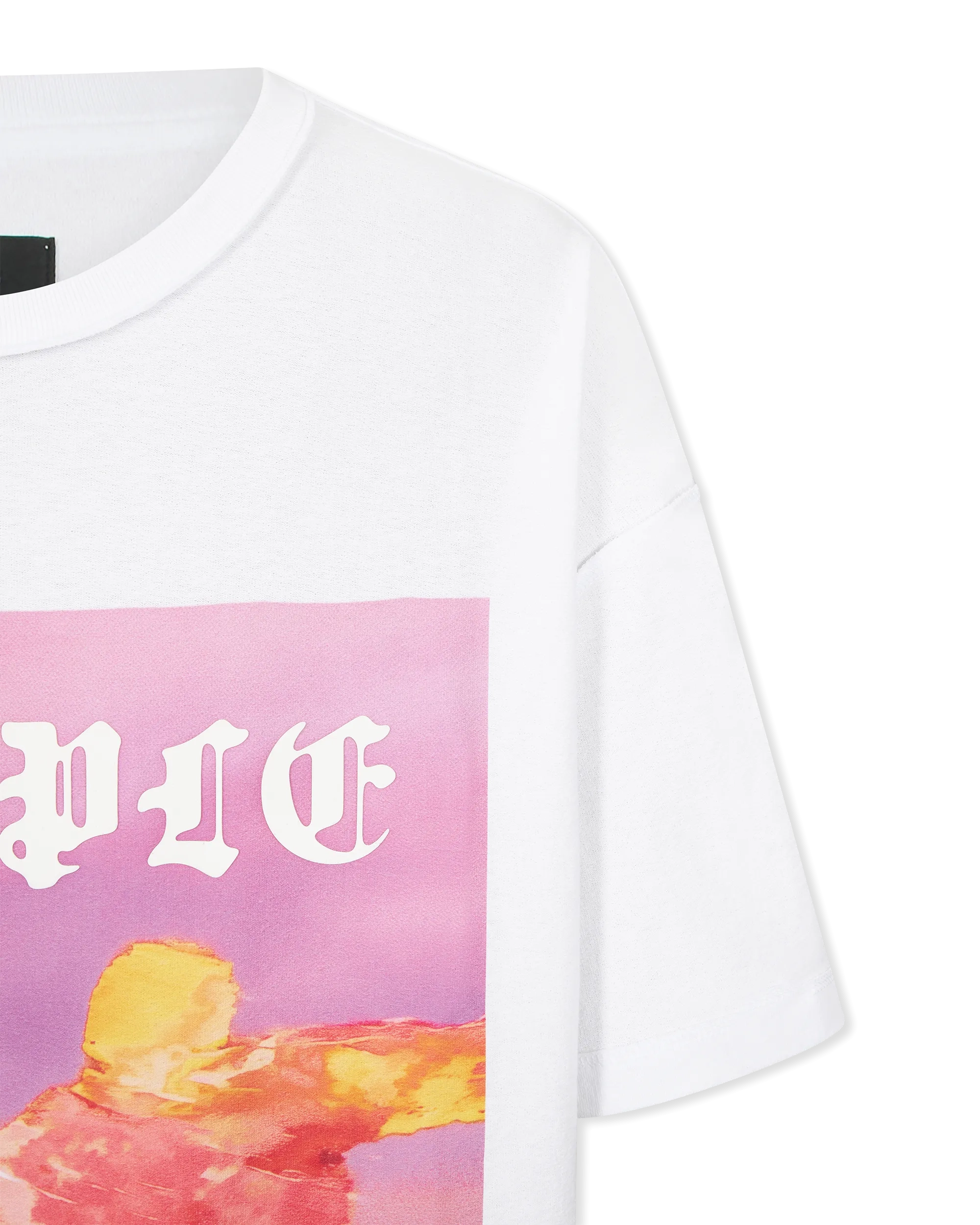 Textured Inside-Out Gothic Lettering Shirt