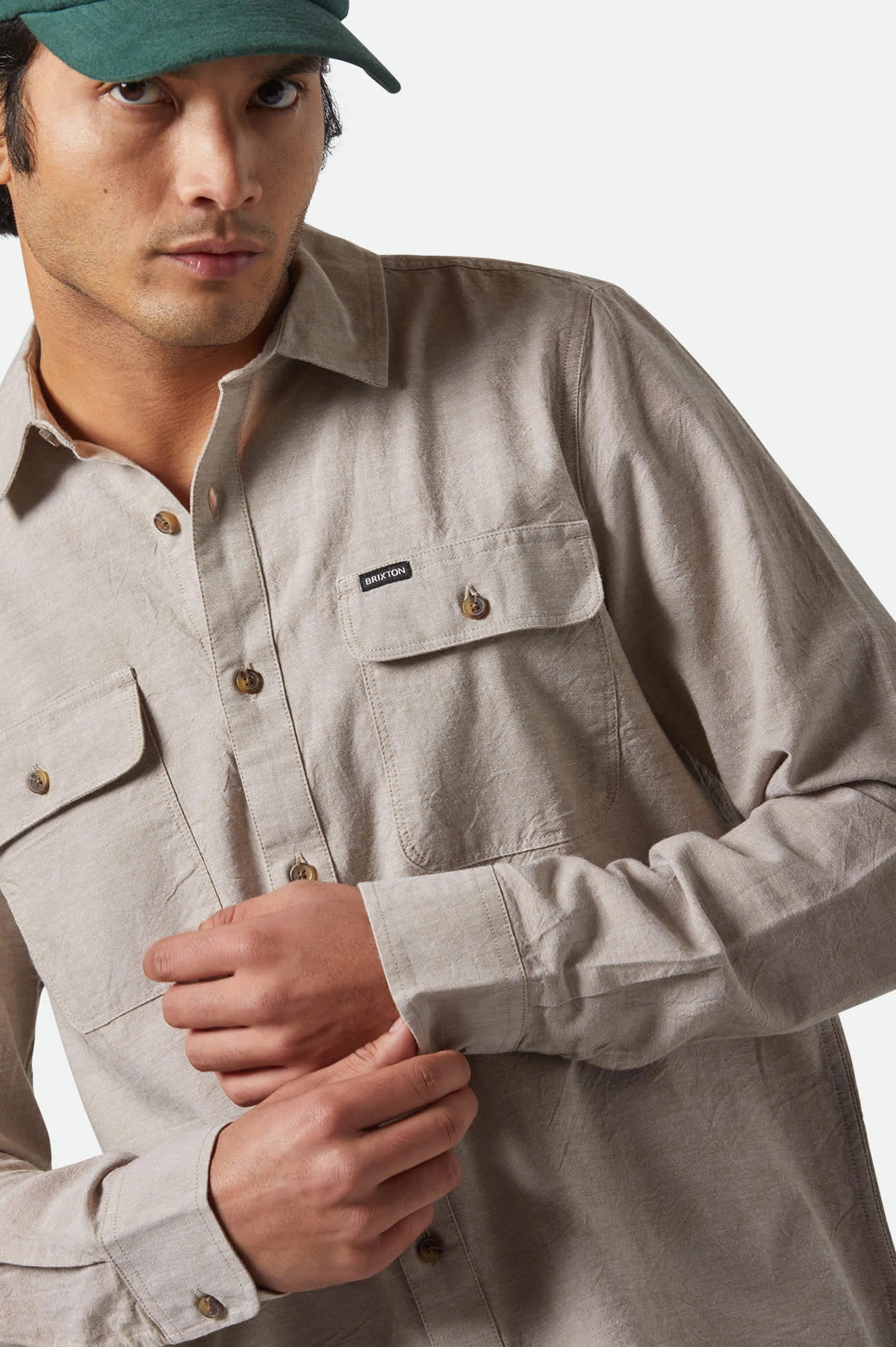 The Daily Cotton L/S Shirt  - Khaki