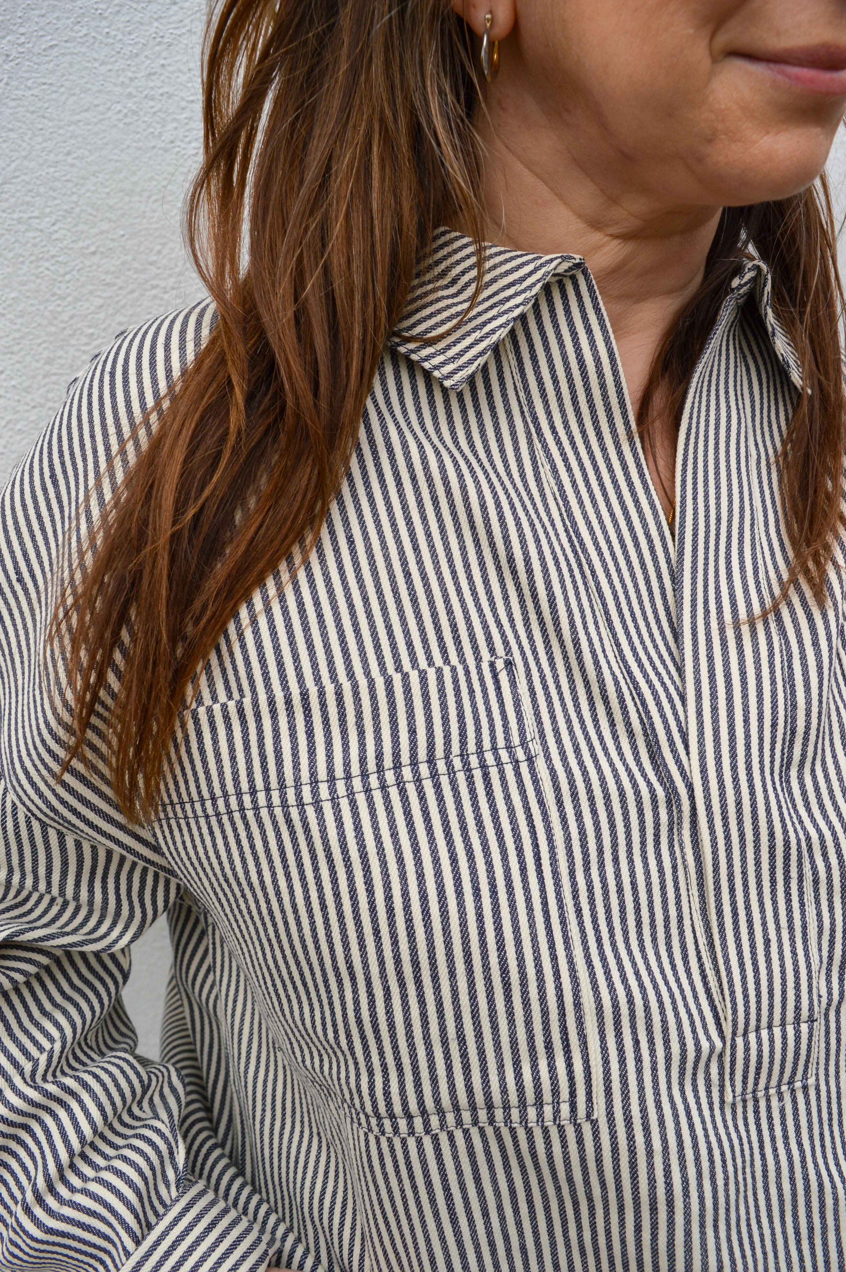 The New Society Pergamo Navy Stripe Shirt
