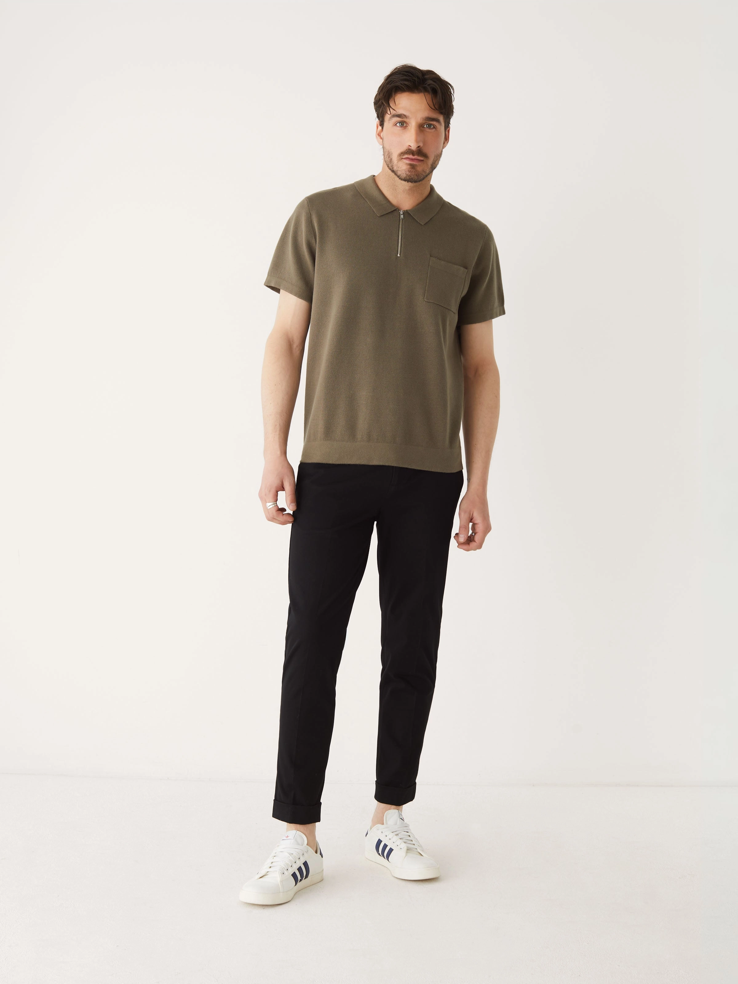 The Short Sleeve Polo Knit in Dark Khahi