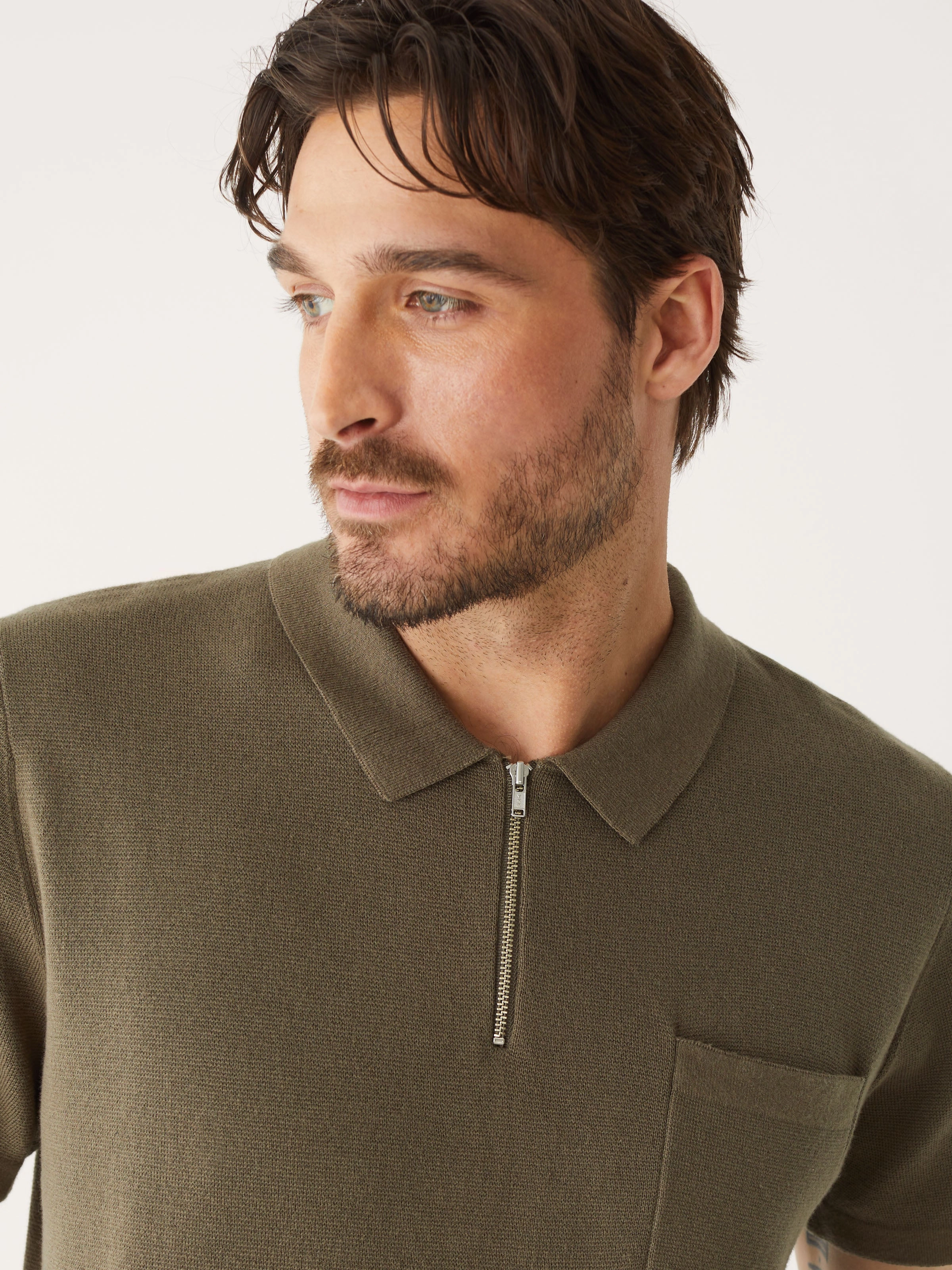 The Short Sleeve Polo Knit in Dark Khahi