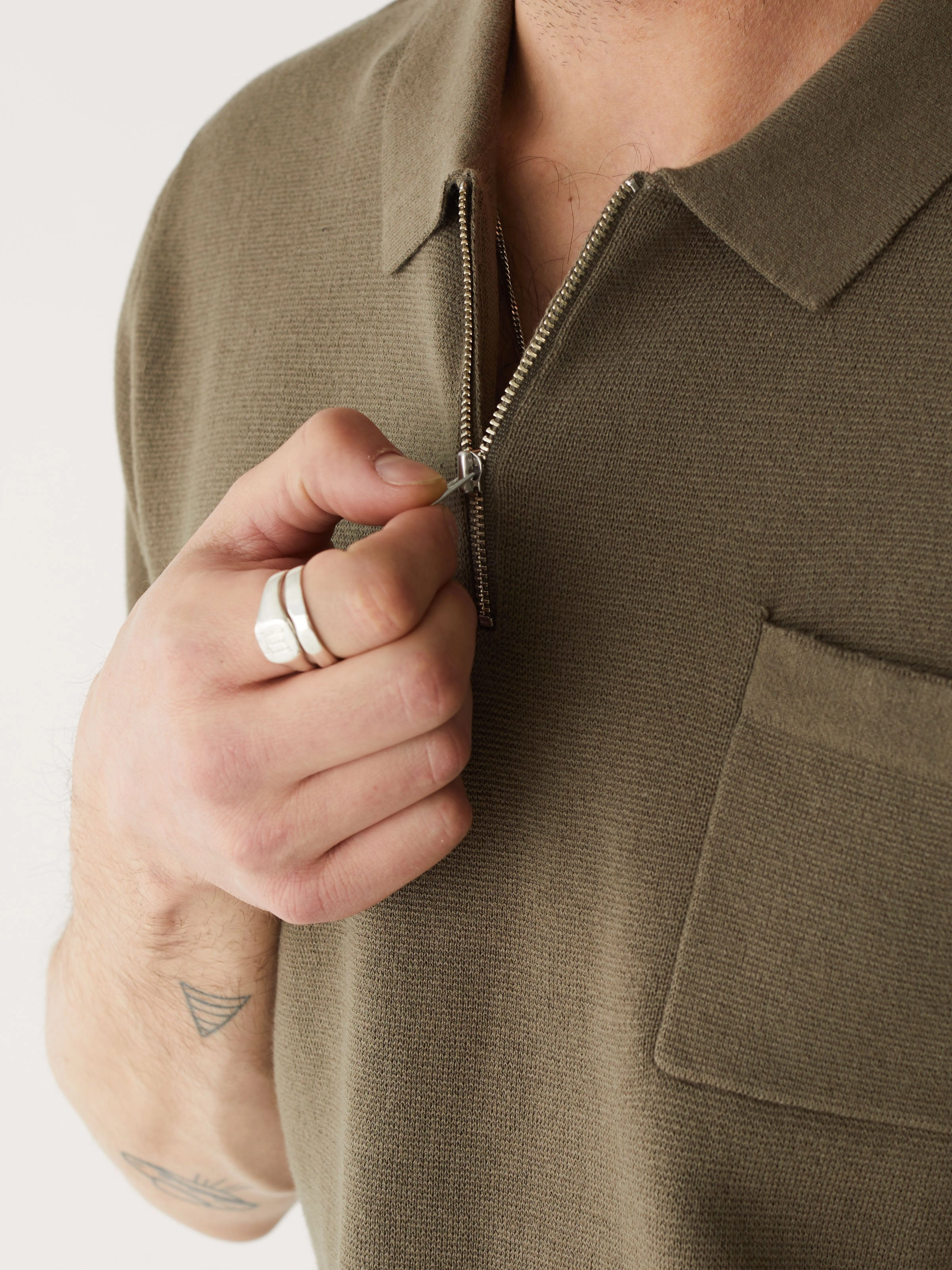 The Short Sleeve Polo Knit in Dark Khahi