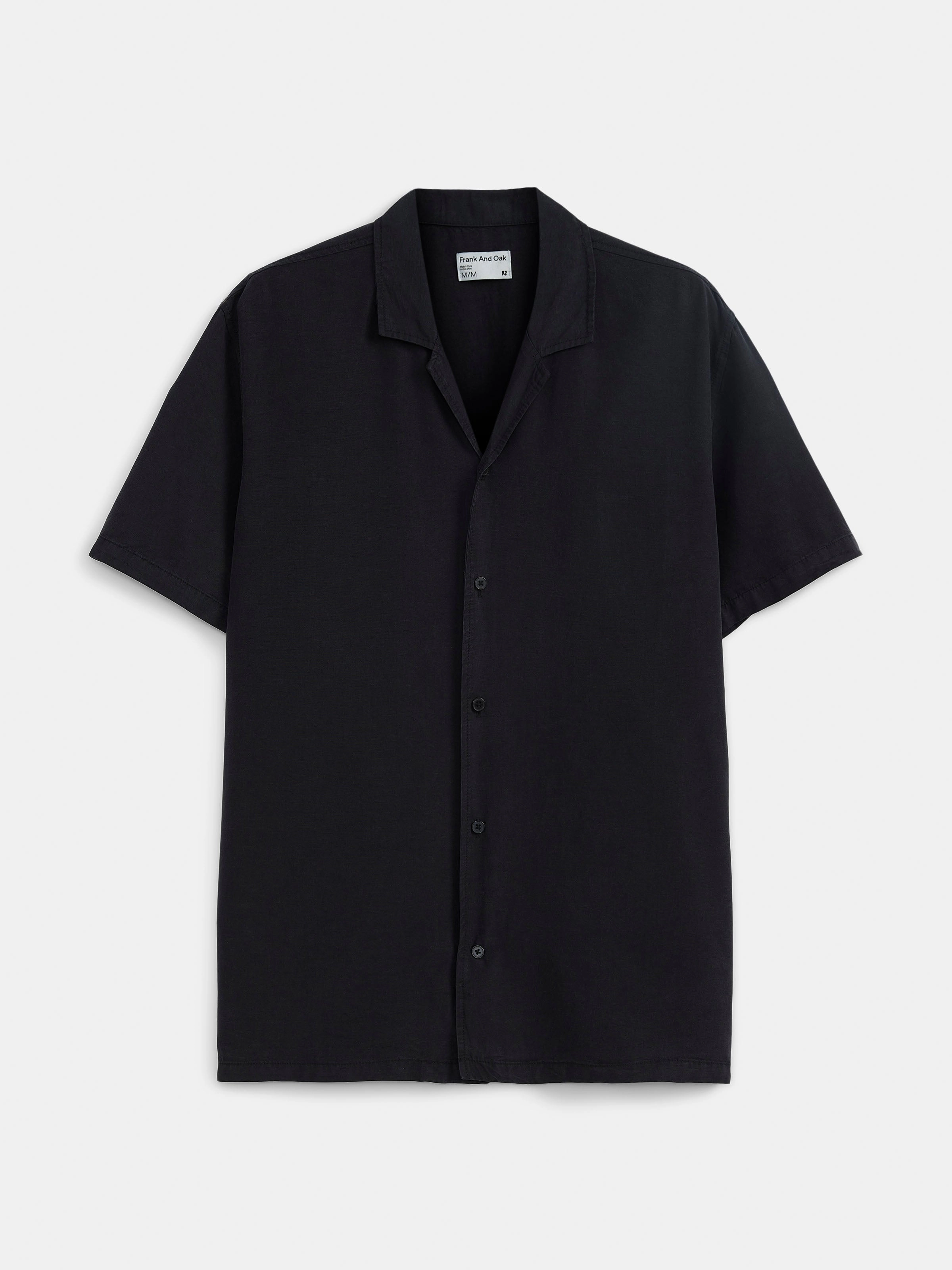 The Solid Camp Collar Shirt in Black
