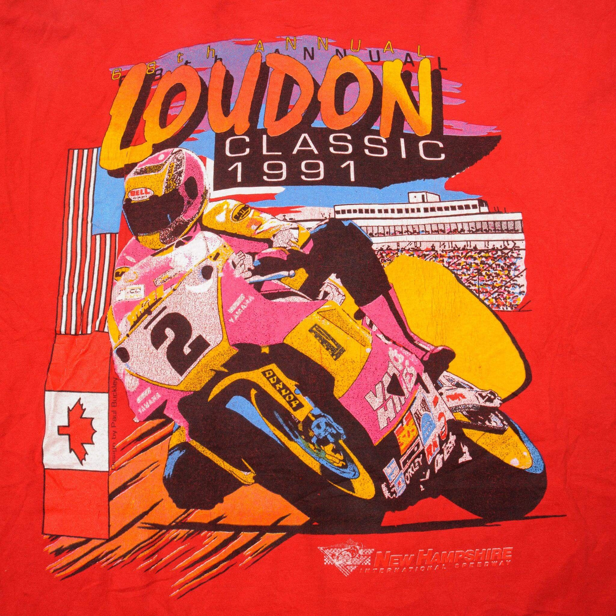 VINTAGE 68TH LOUDON CLASSIC MOTORCYCLE  RACING TEE SHIRT 1991 2XL MADE USA
