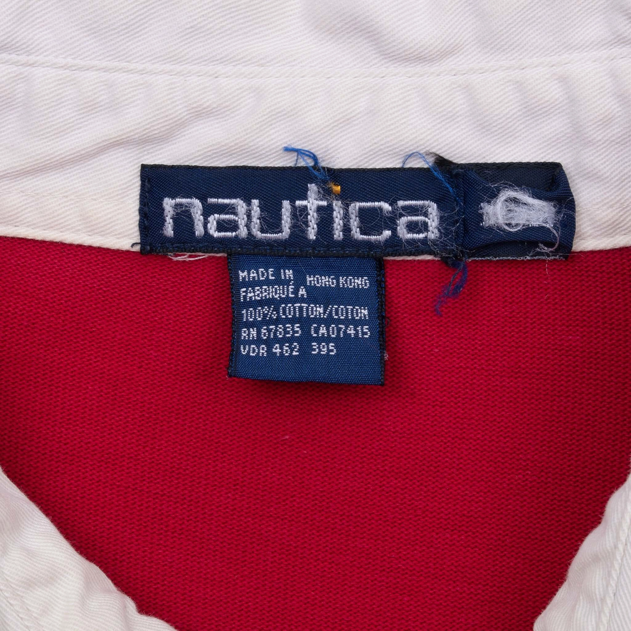 VINTAGE NAUTICA RED & BLUE RUGBY POLO RUGBY 1990S MEDIUM
