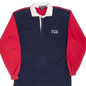 VINTAGE NAUTICA RED & BLUE RUGBY POLO RUGBY 1990S MEDIUM