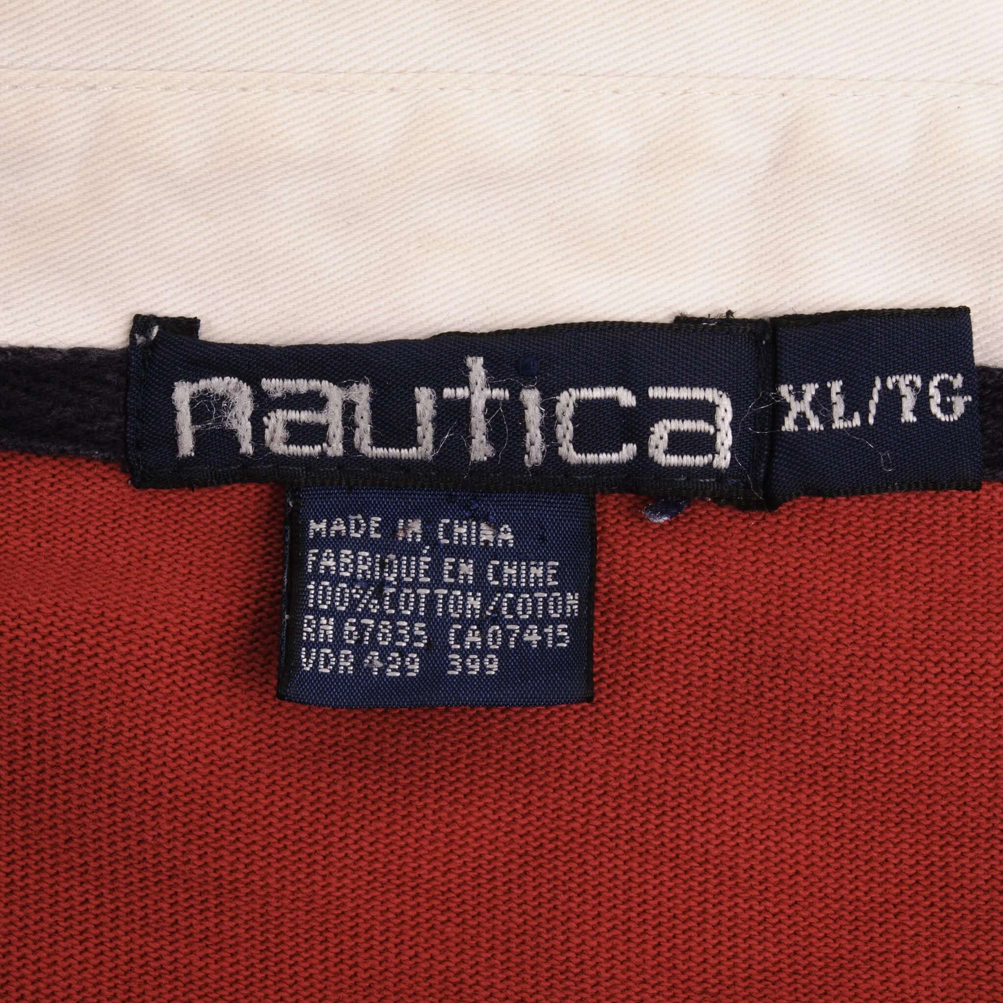 VINTAGE NAUTICA RED RUGBY POLO SHIRT 1990S SIZE XL