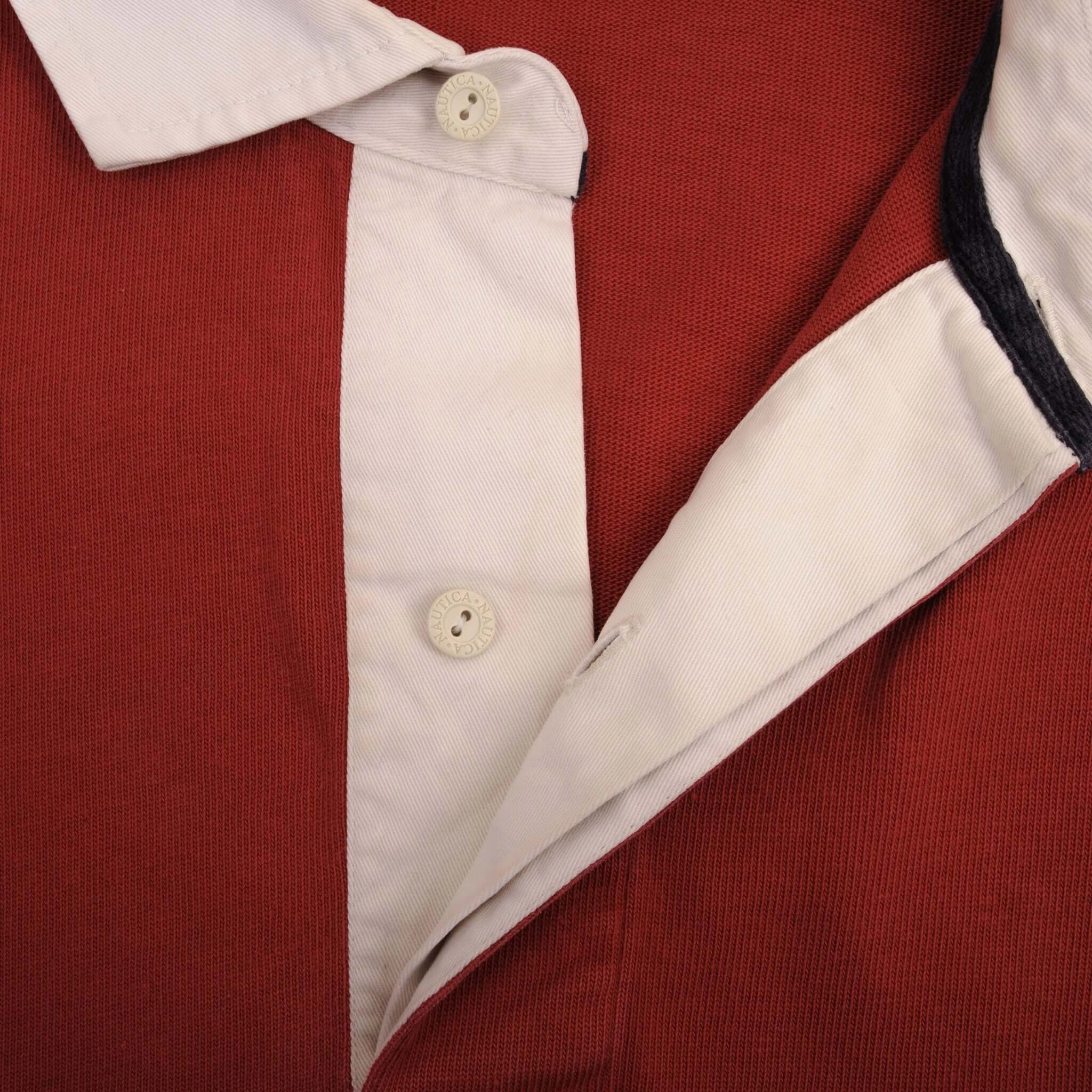 VINTAGE NAUTICA RED RUGBY POLO SHIRT 1990S SIZE XL