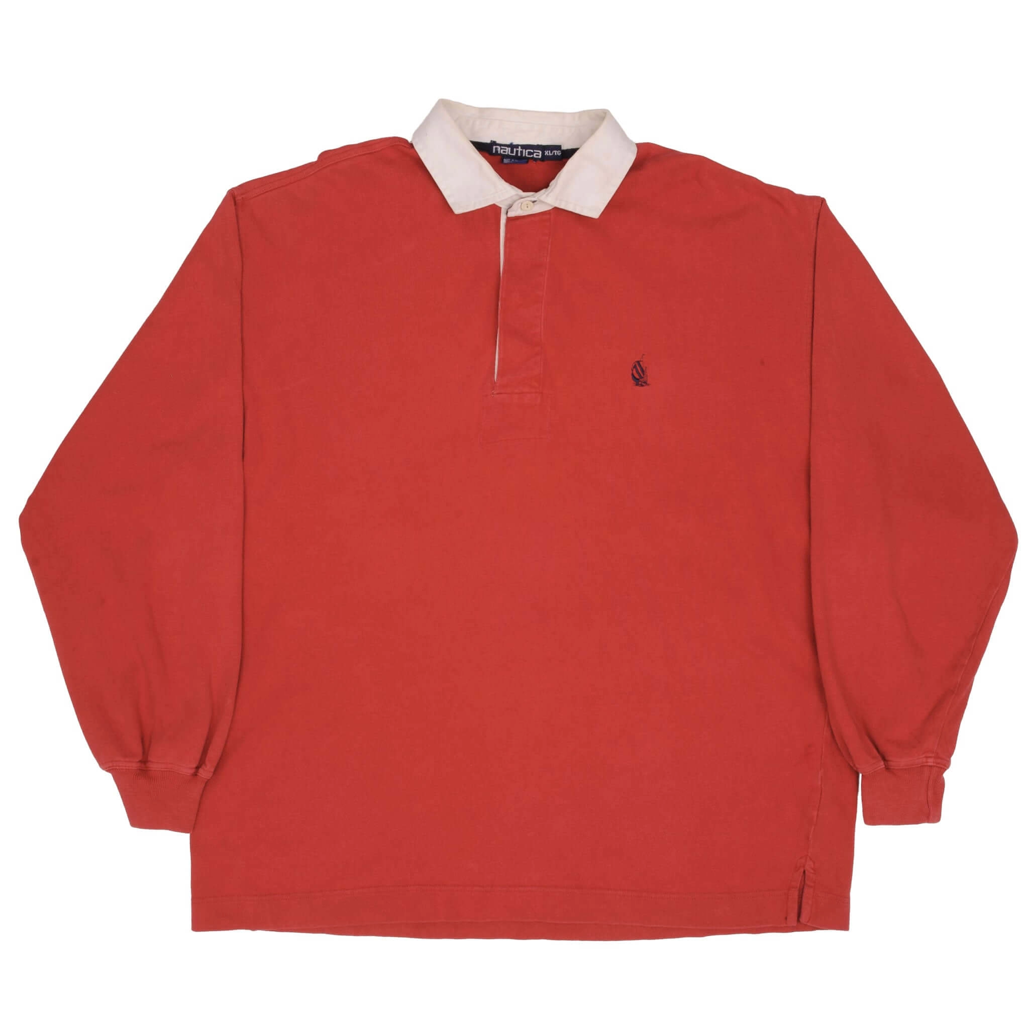 VINTAGE NAUTICA RED RUGBY POLO SHIRT 1990S SIZE XL