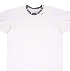 VINTAGE NIKE CLASSIC NECK SWOOSH WHITE TEE SHIRT 1990S SIZE XL