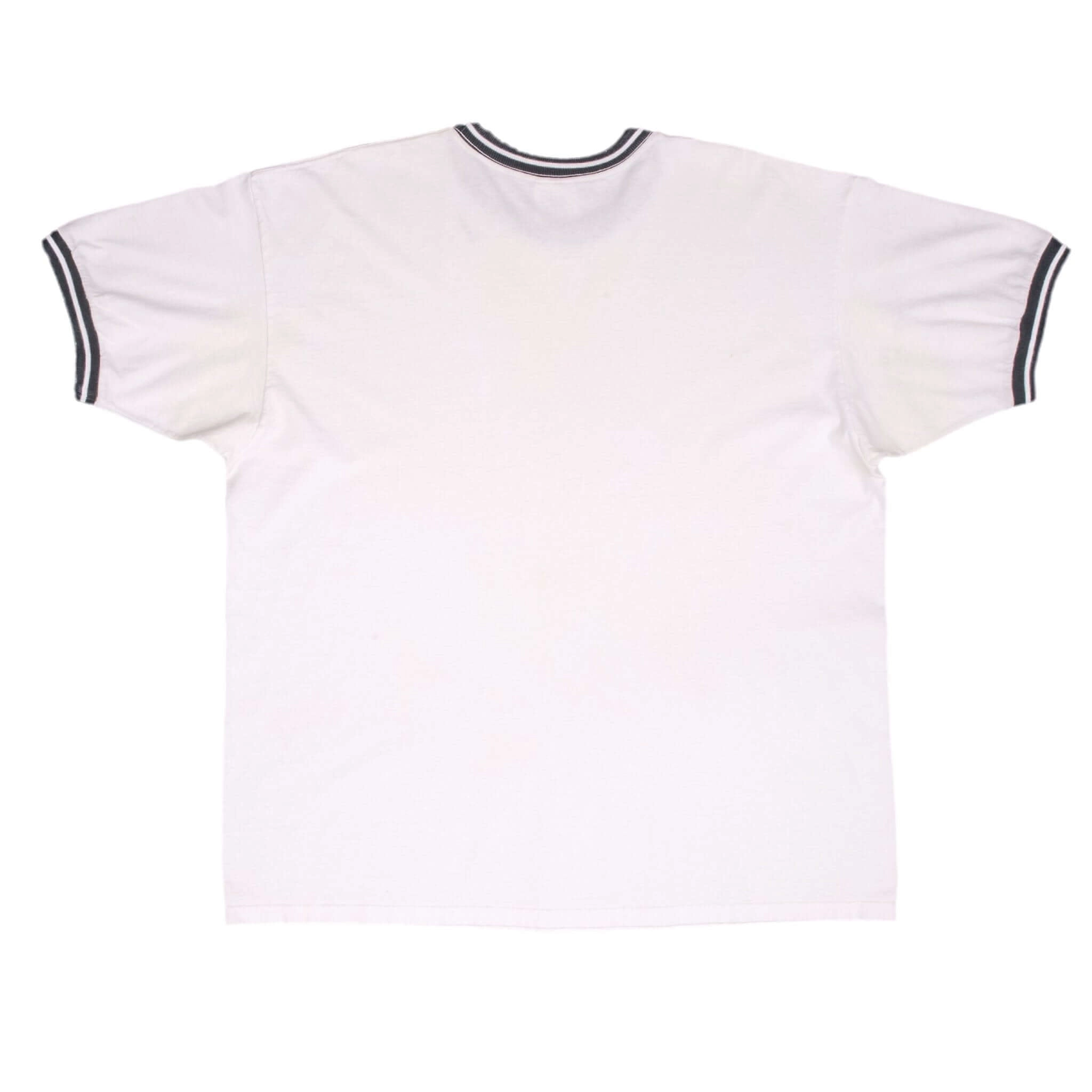 VINTAGE NIKE CLASSIC NECK SWOOSH WHITE TEE SHIRT 1990S SIZE XL
