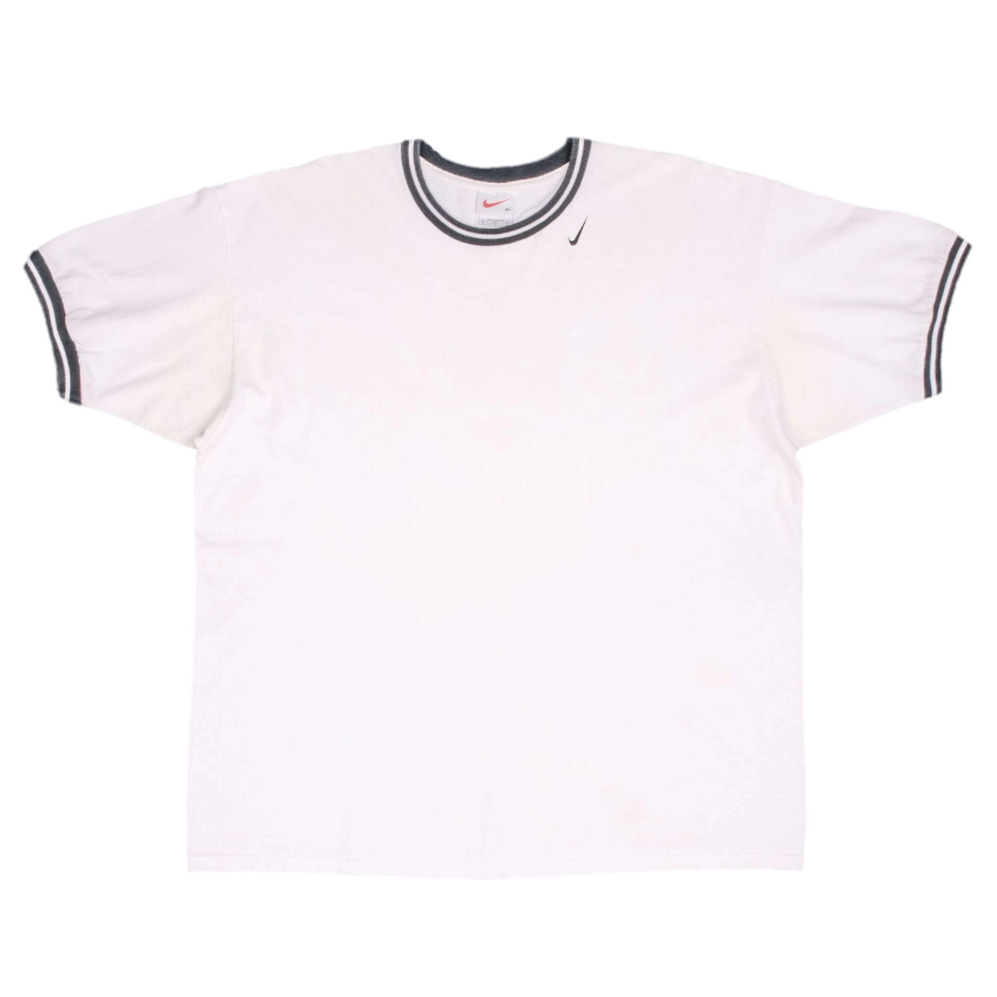 VINTAGE NIKE CLASSIC NECK SWOOSH WHITE TEE SHIRT 1990S SIZE XL