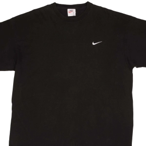 VINTAGE NIKE CLASSIC SWOOSH BLACK TEE SHIRT 1990S SIZE 2XL MADE IN USA