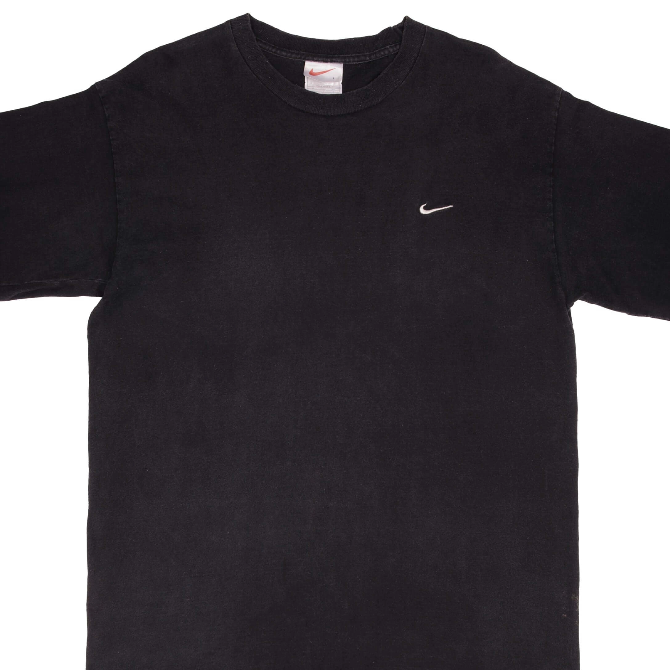 VINTAGE NIKE CLASSIC SWOOSH BLACK TEE SHIRT 1990S SIZE LARGE MADE IN USA