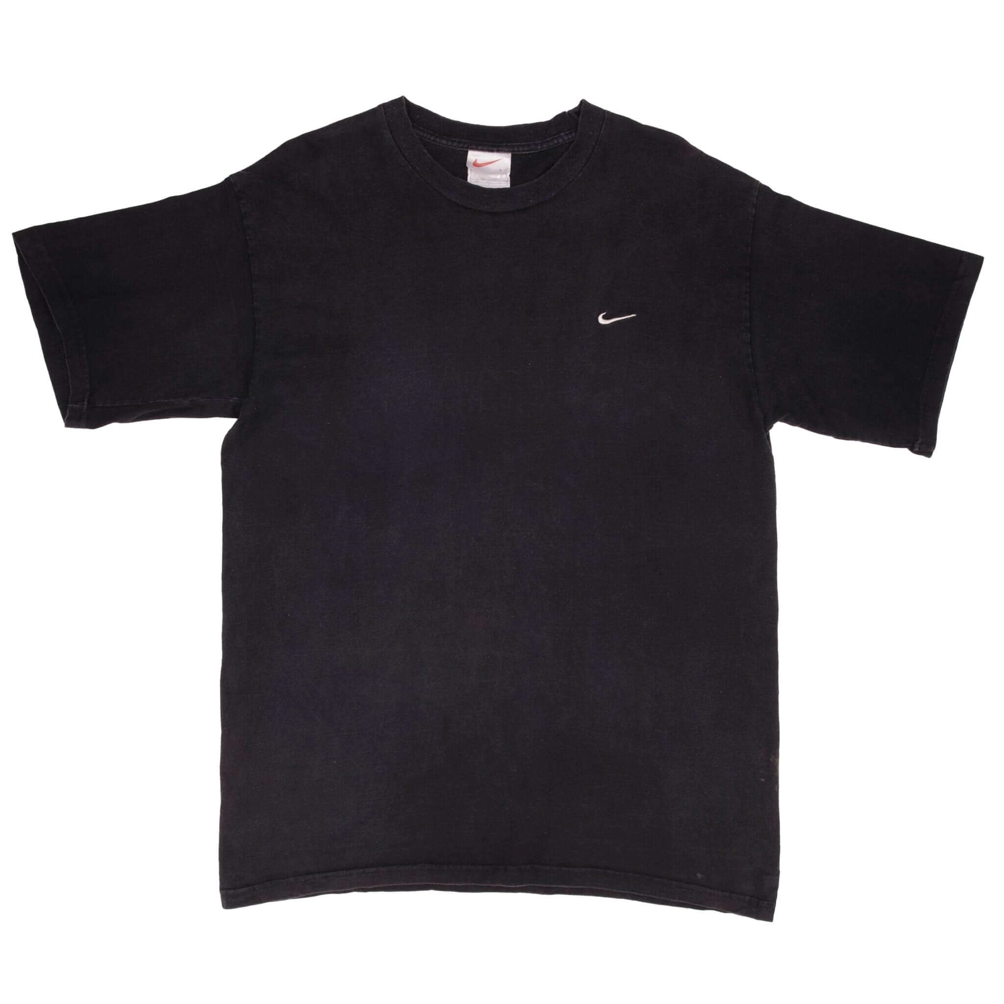 VINTAGE NIKE CLASSIC SWOOSH BLACK TEE SHIRT 1990S SIZE LARGE MADE IN USA
