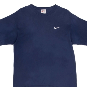VINTAGE NIKE CLASSIC SWOOSH NAVY BLUE TEE SHIRT 1990S SIZE MEDIUM MADE IN USA