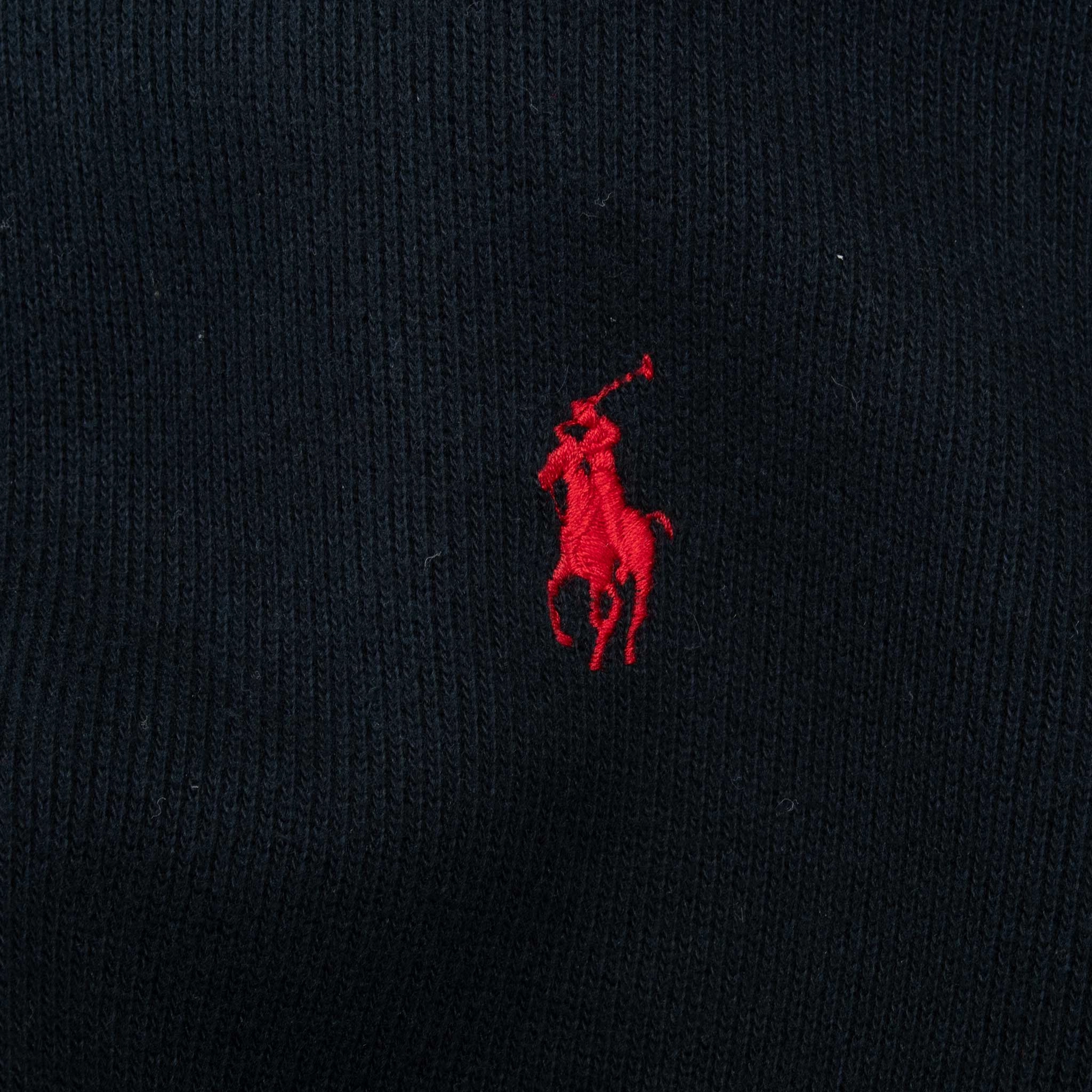 VINTAGE POLO RALPH LAUREN BLACK QUARTER 1/4 ZIP SWEATER 1990S MEDIUM