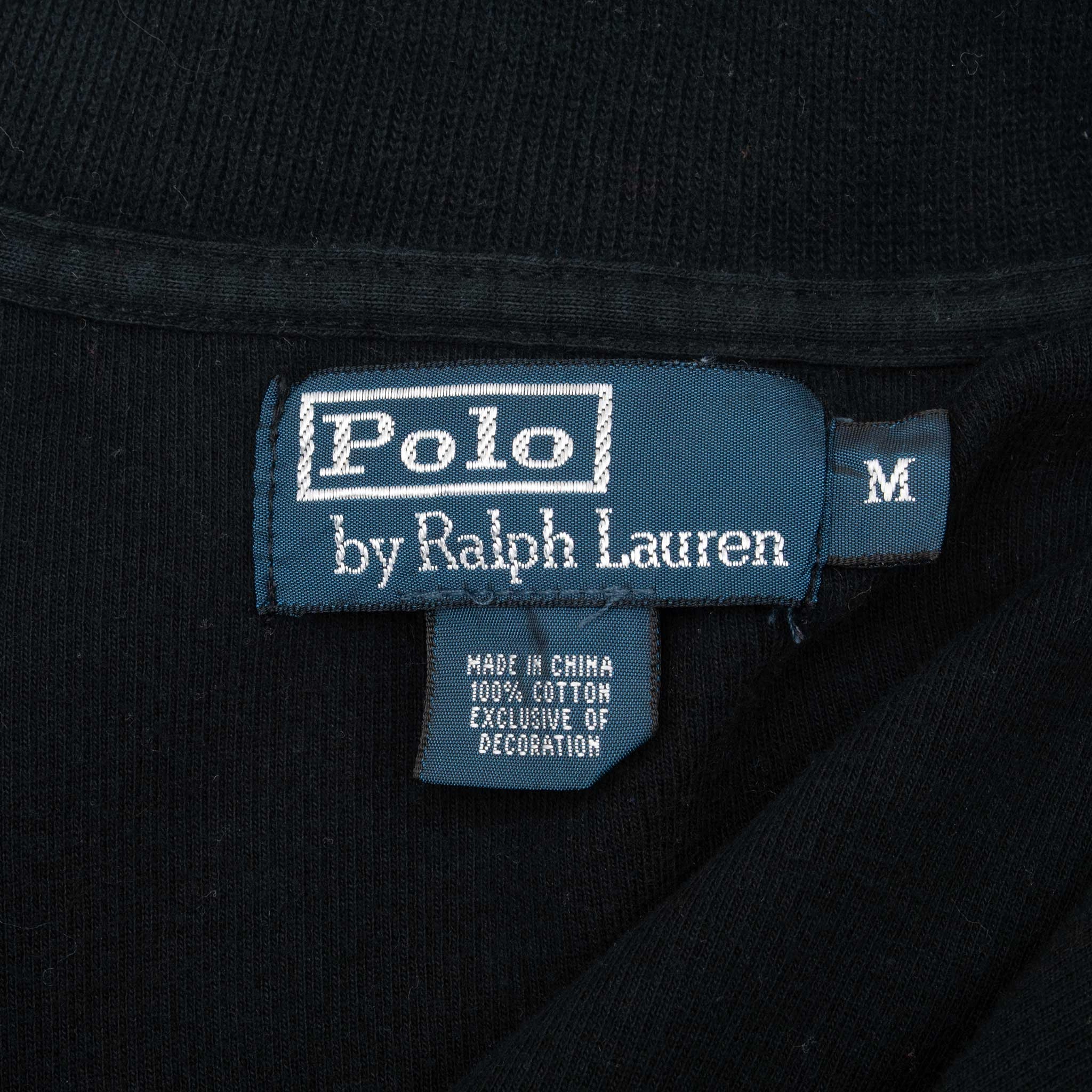 VINTAGE POLO RALPH LAUREN BLACK QUARTER 1/4 ZIP SWEATER 1990S MEDIUM