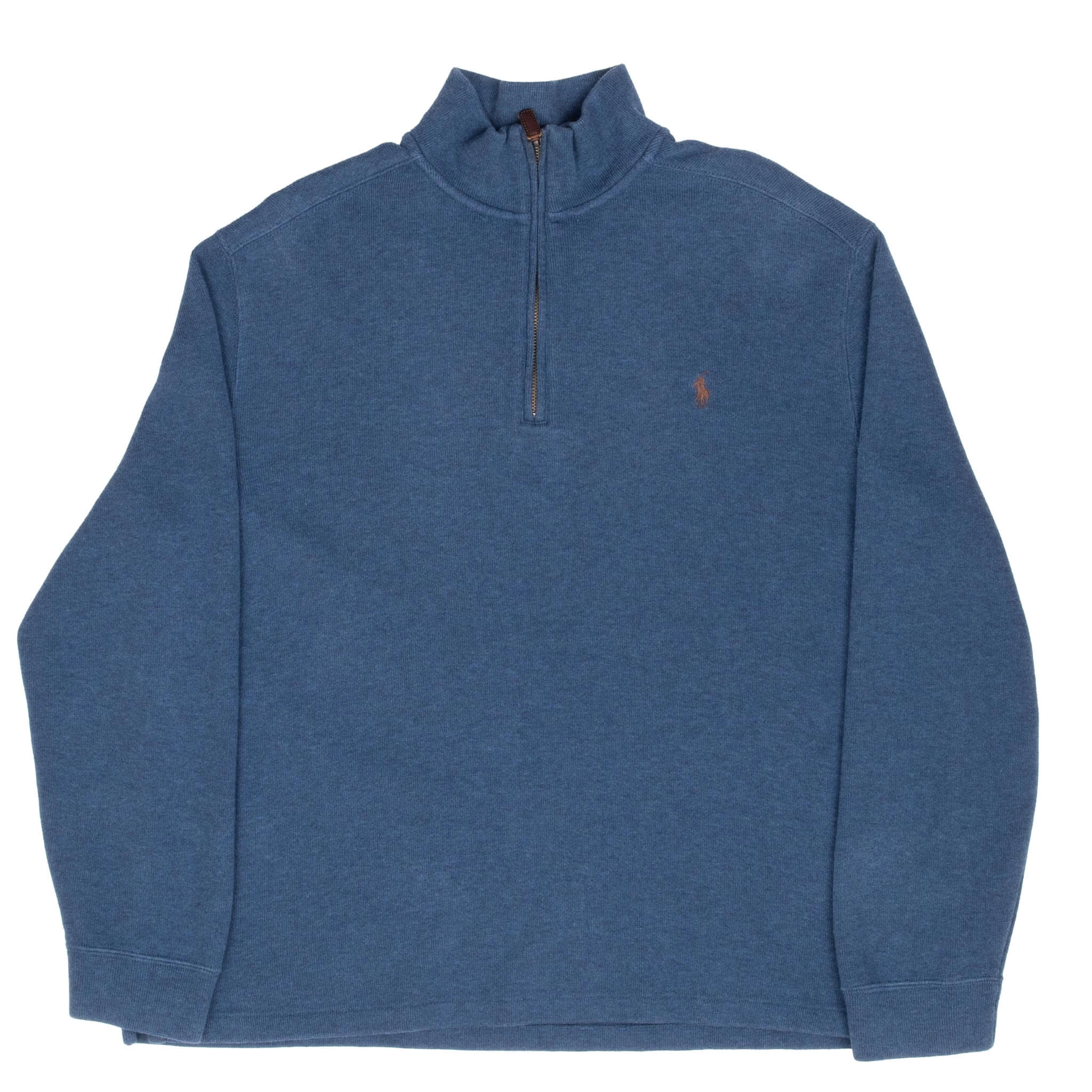VINTAGE POLO RALPH LAUREN BLUE QUARTER 1/4 ZIP SWEATER 1990S XL
