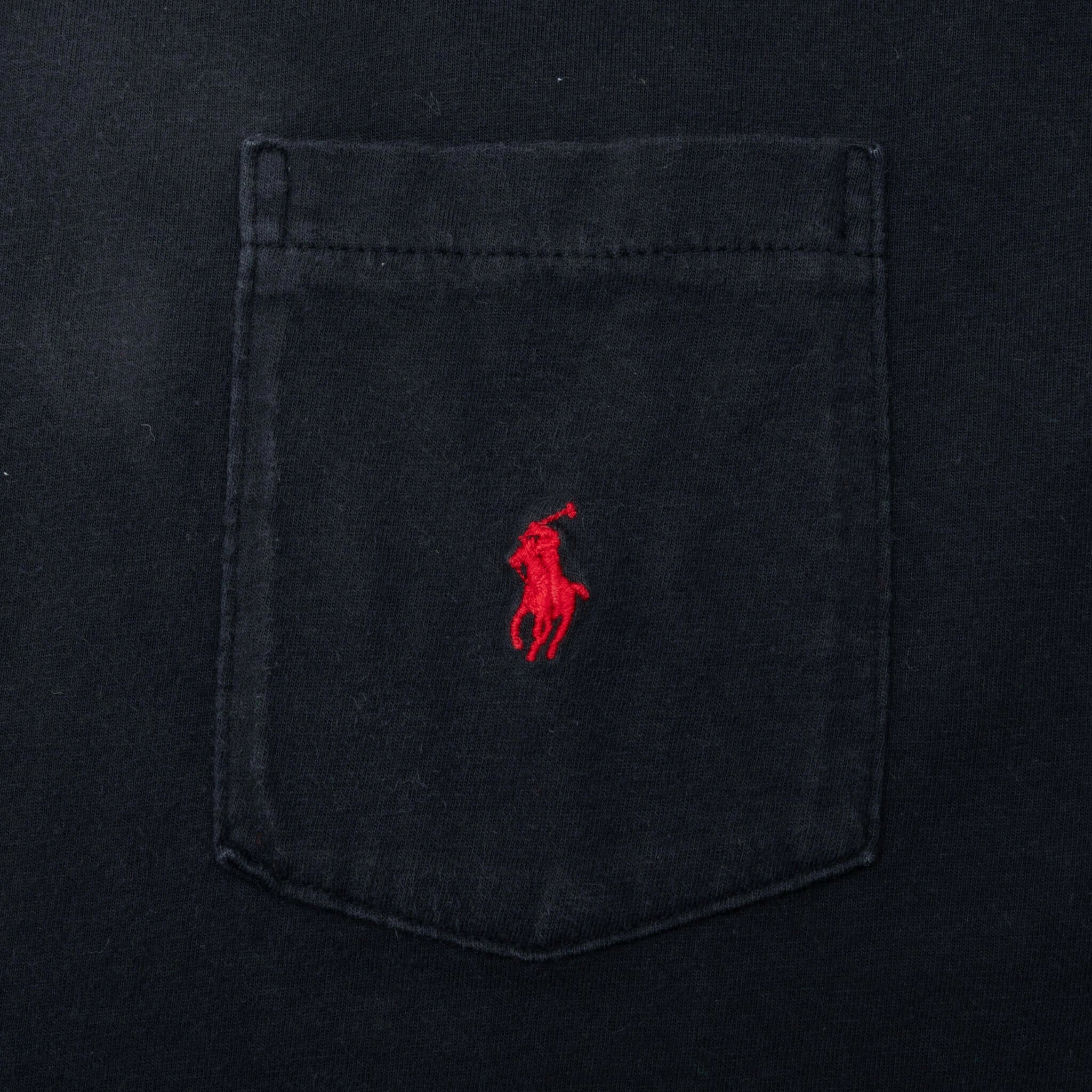 VINTAGE POLO RALPH LAUREN CLASSIC BLACK POCKET TEE SHIRT 1990S MEDIUM MADE USA