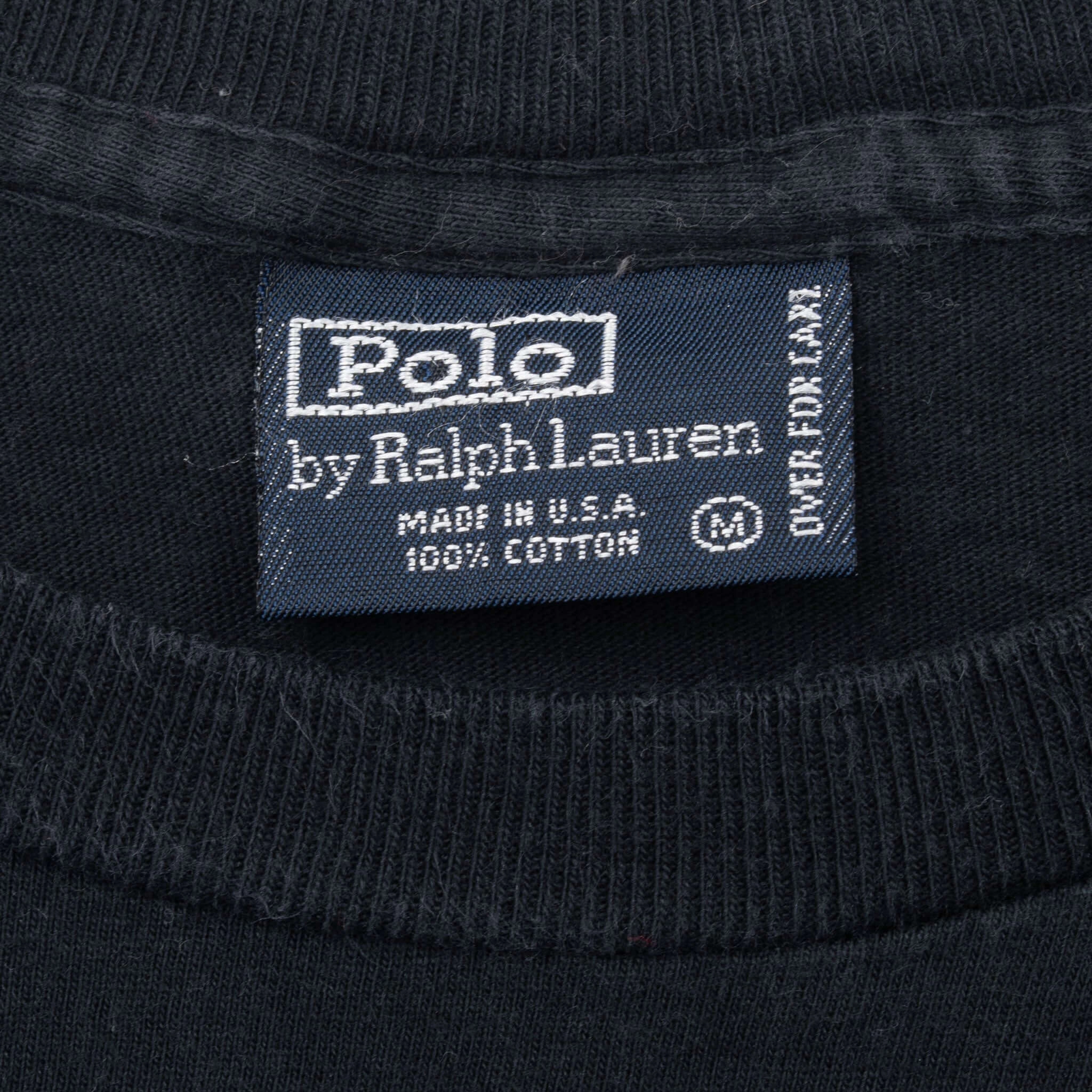 VINTAGE POLO RALPH LAUREN CLASSIC BLACK POCKET TEE SHIRT 1990S MEDIUM MADE USA