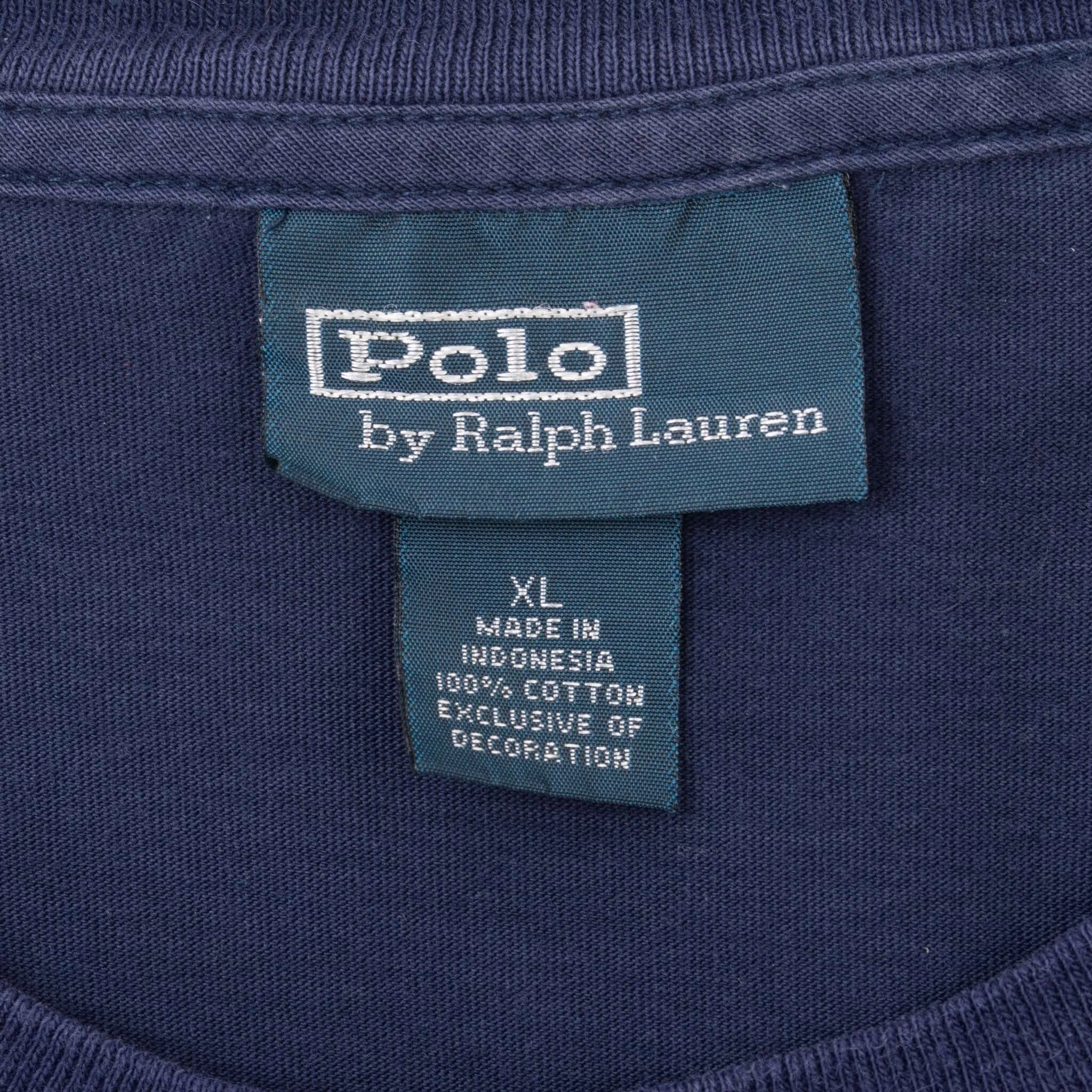 VINTAGE POLO RALPH LAUREN CLASSIC NAVY BLUE TEE SHIRT 1990S XL