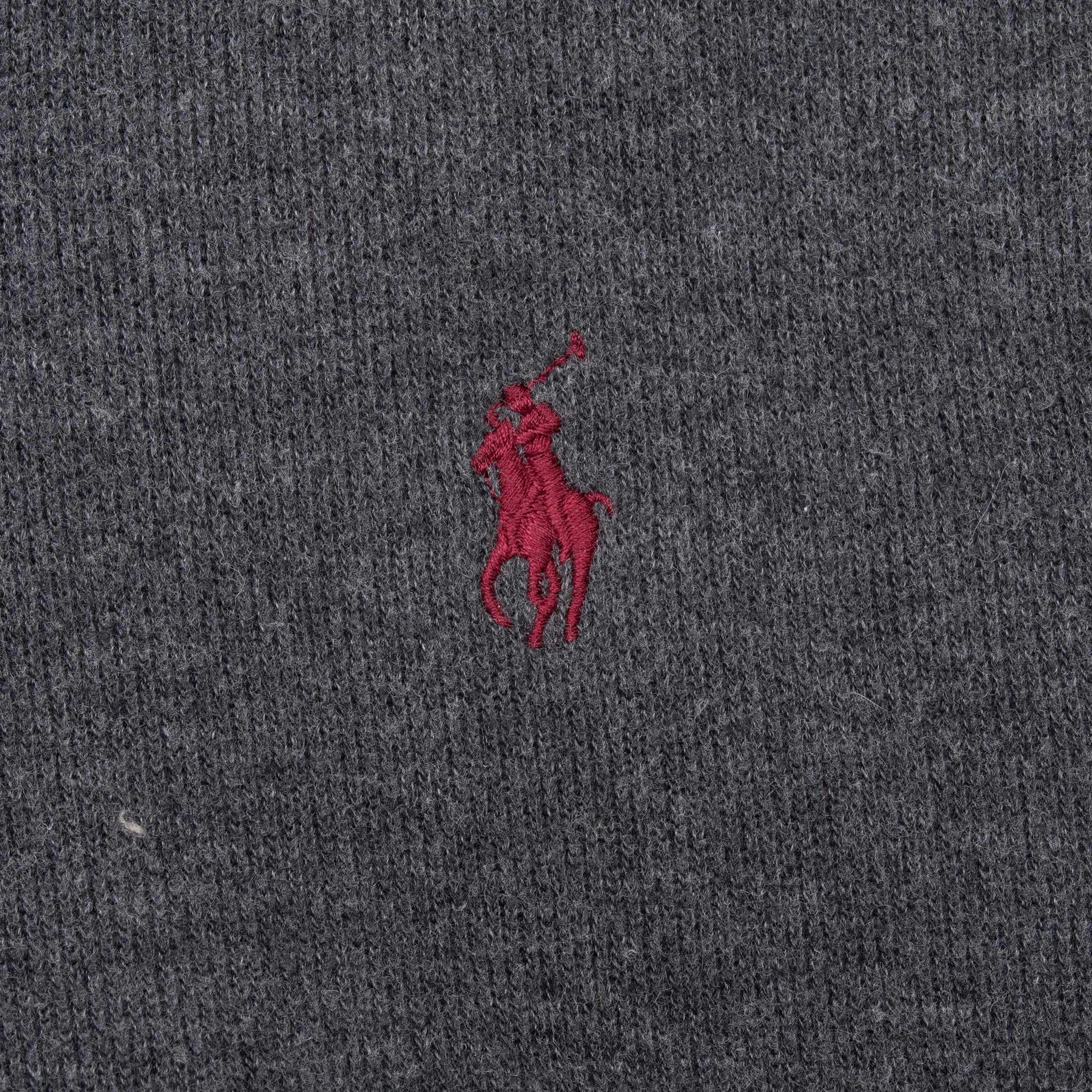 VINTAGE POLO RALPH LAUREN DARK GREY QUARTER 1/4 ZIP SWEATER MEDIUM