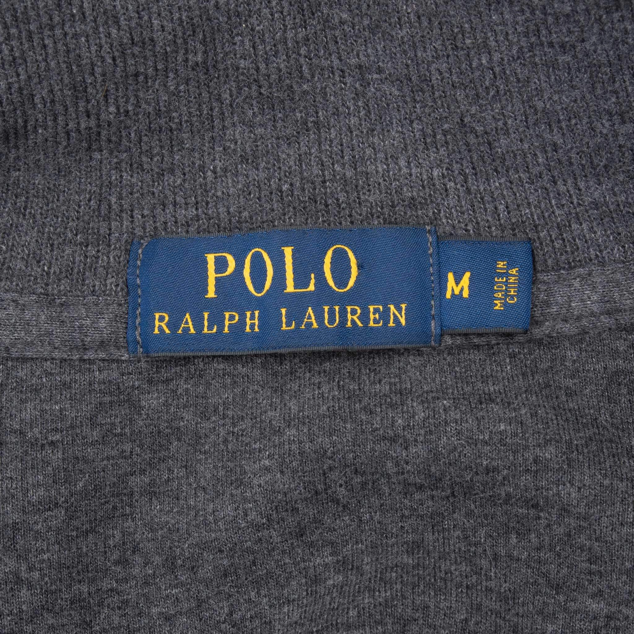 VINTAGE POLO RALPH LAUREN DARK GREY QUARTER 1/4 ZIP SWEATER MEDIUM
