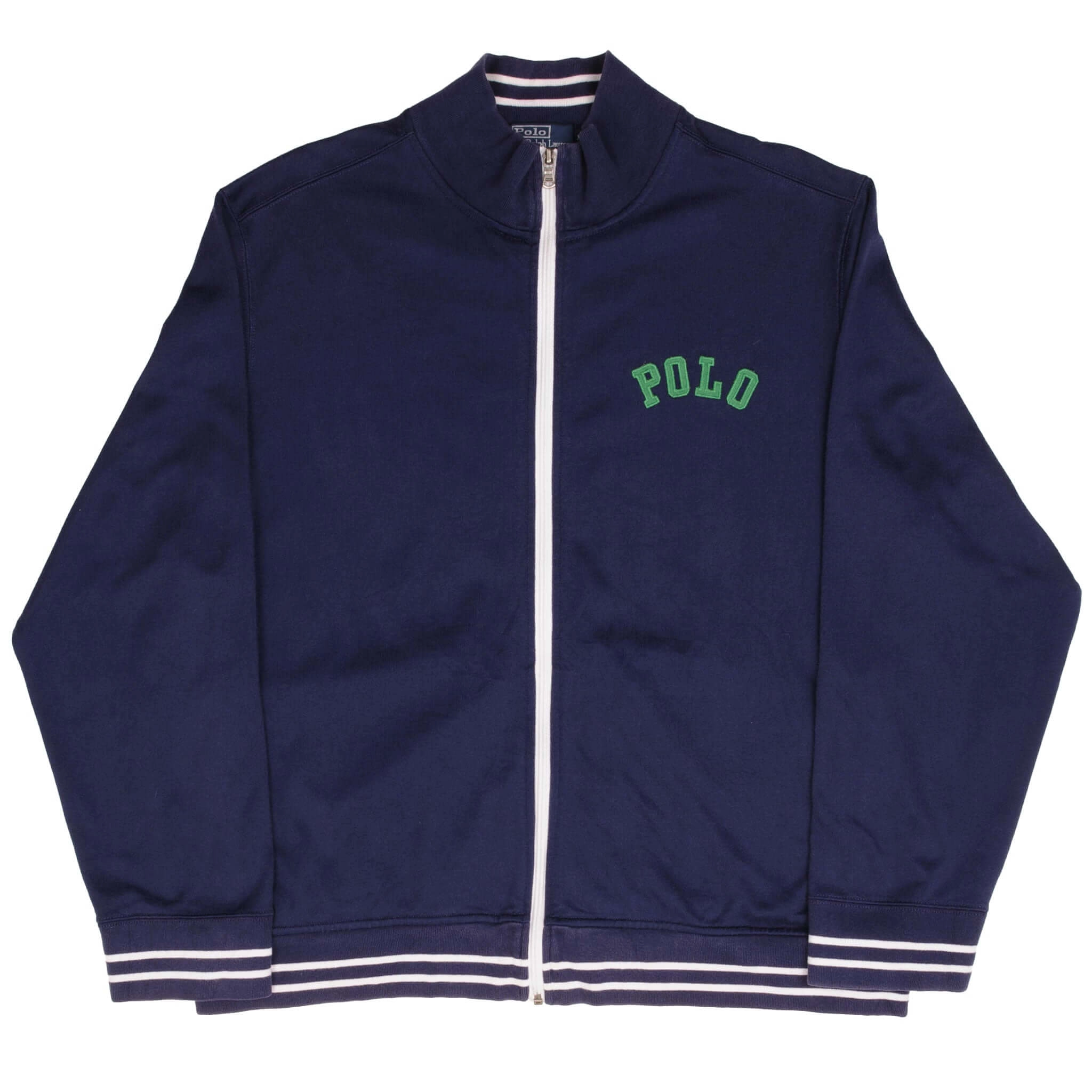 VINTAGE POLO RALPH LAUREN FULL ZIP BLUE CARDIGAN SWEATSHIRT 1990S SIZE 2XL