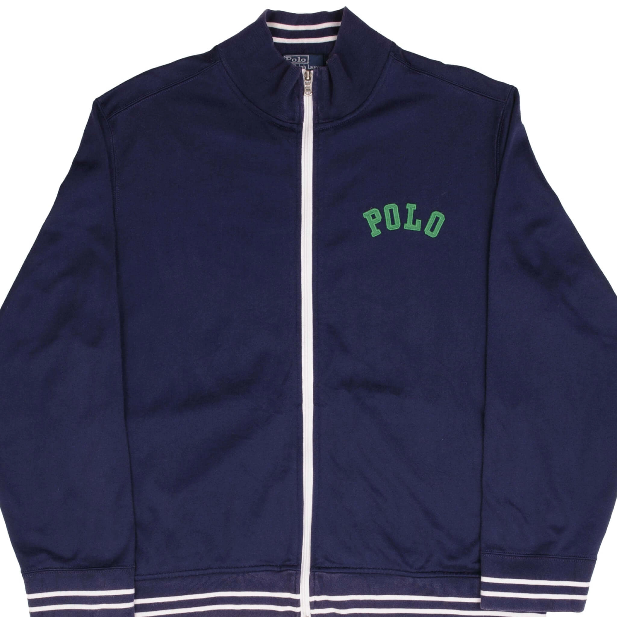 VINTAGE POLO RALPH LAUREN FULL ZIP BLUE CARDIGAN SWEATSHIRT 1990S SIZE 2XL
