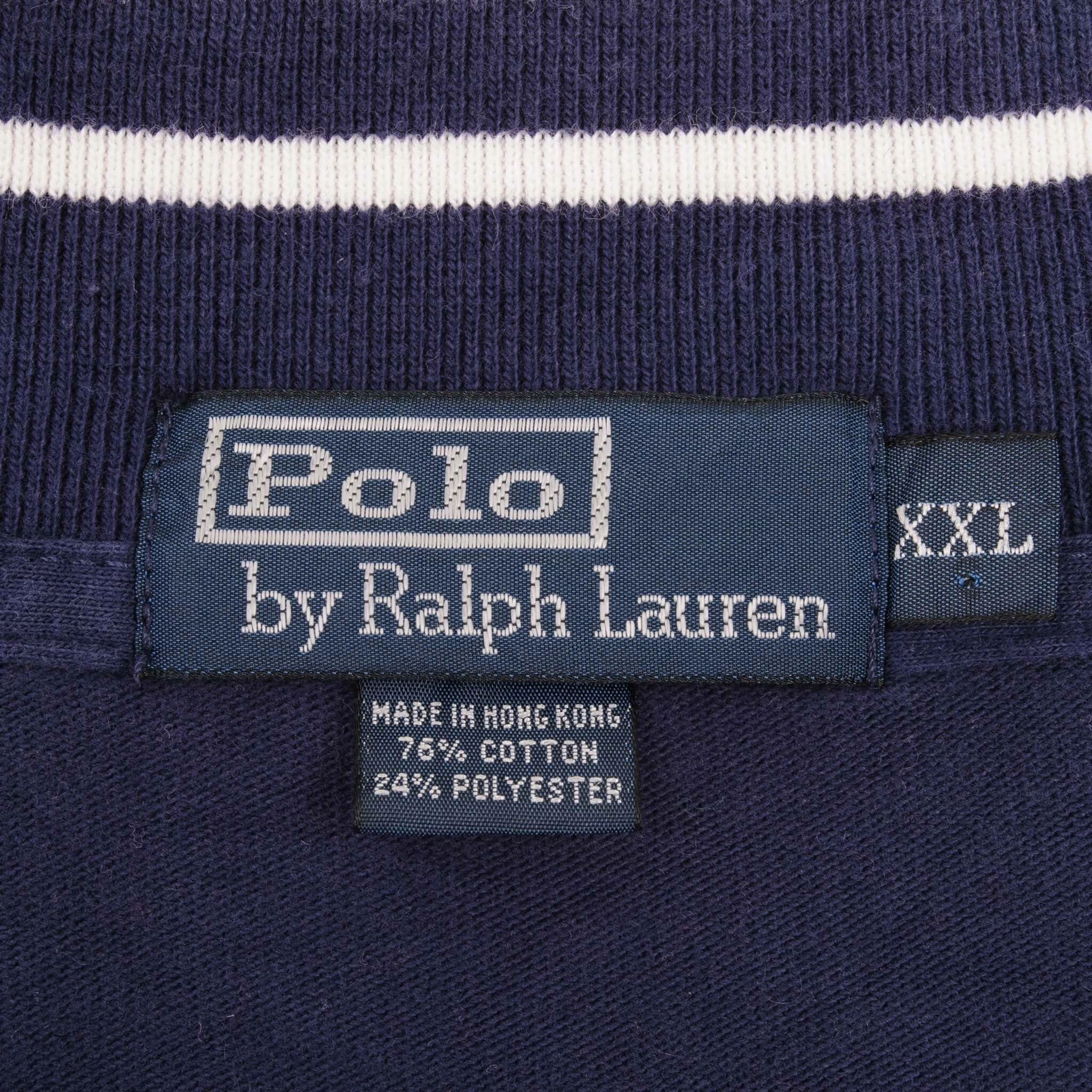 VINTAGE POLO RALPH LAUREN FULL ZIP BLUE CARDIGAN SWEATSHIRT 1990S SIZE 2XL