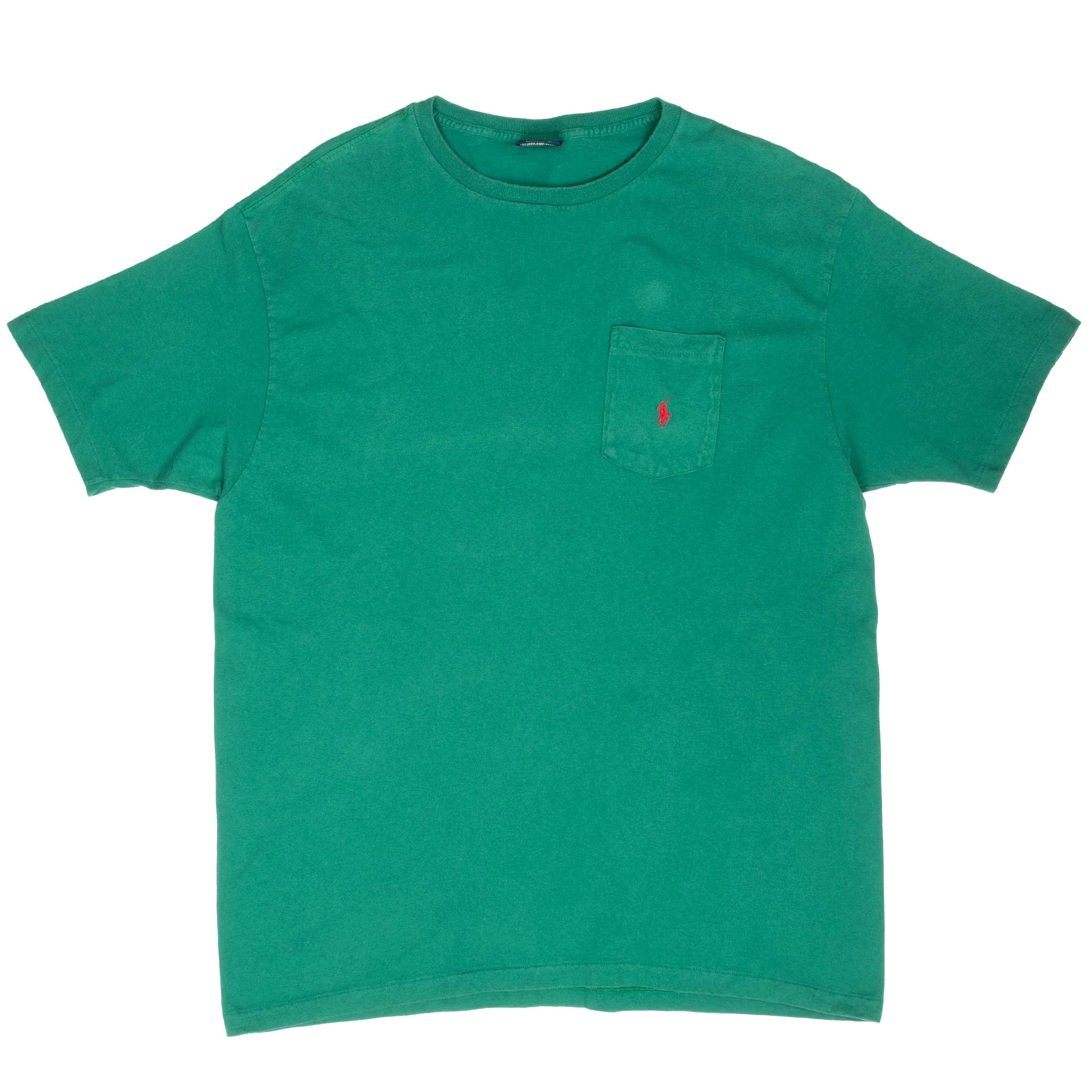 VINTAGE POLO RALPH LAUREN GREEN POCKET TEE SHIRT 1990S LARGE MADE IN USA