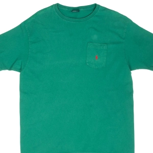 VINTAGE POLO RALPH LAUREN GREEN POCKET TEE SHIRT 1990S LARGE MADE IN USA