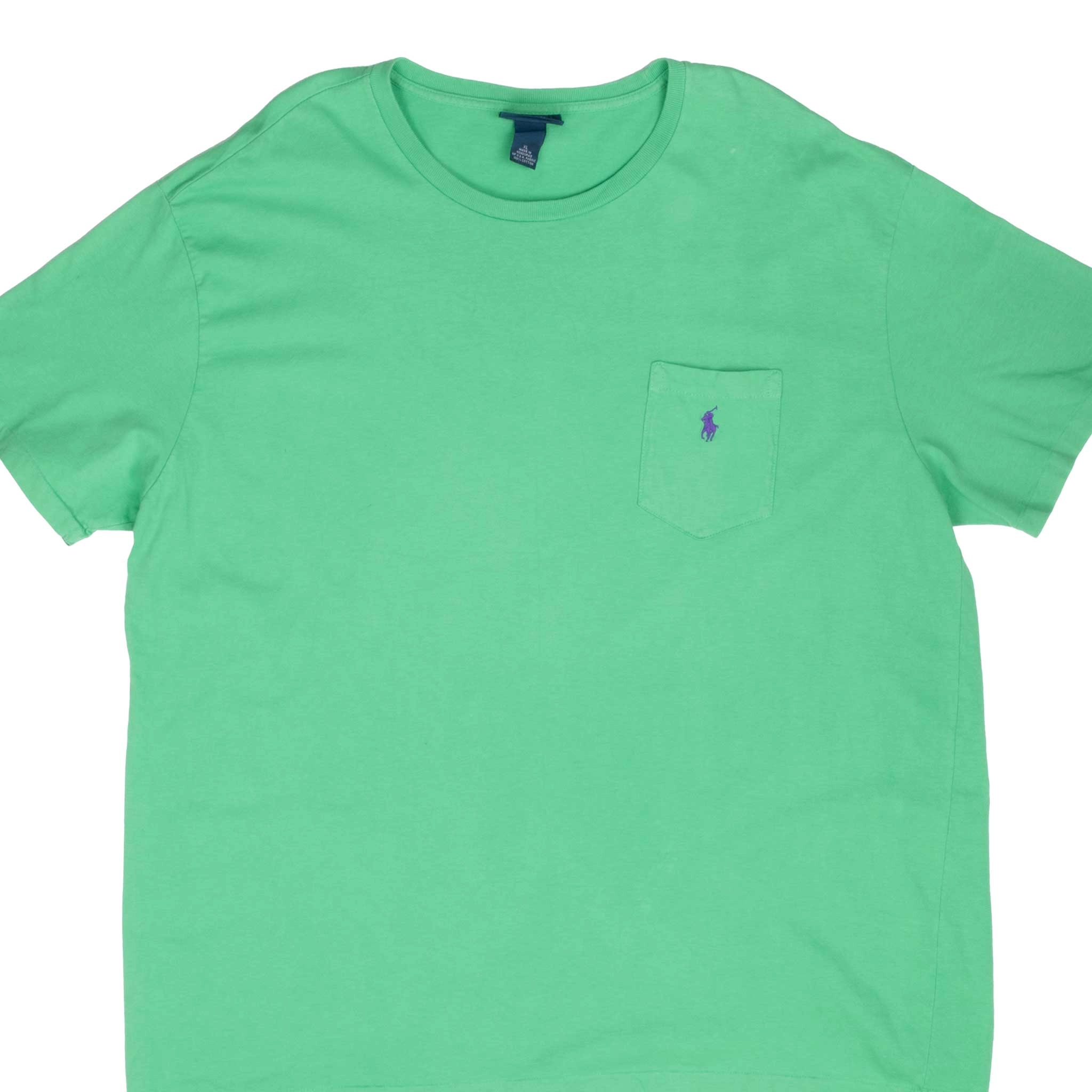 VINTAGE POLO RALPH LAUREN GREEN POCKET TEE SHIRT 1990S XL