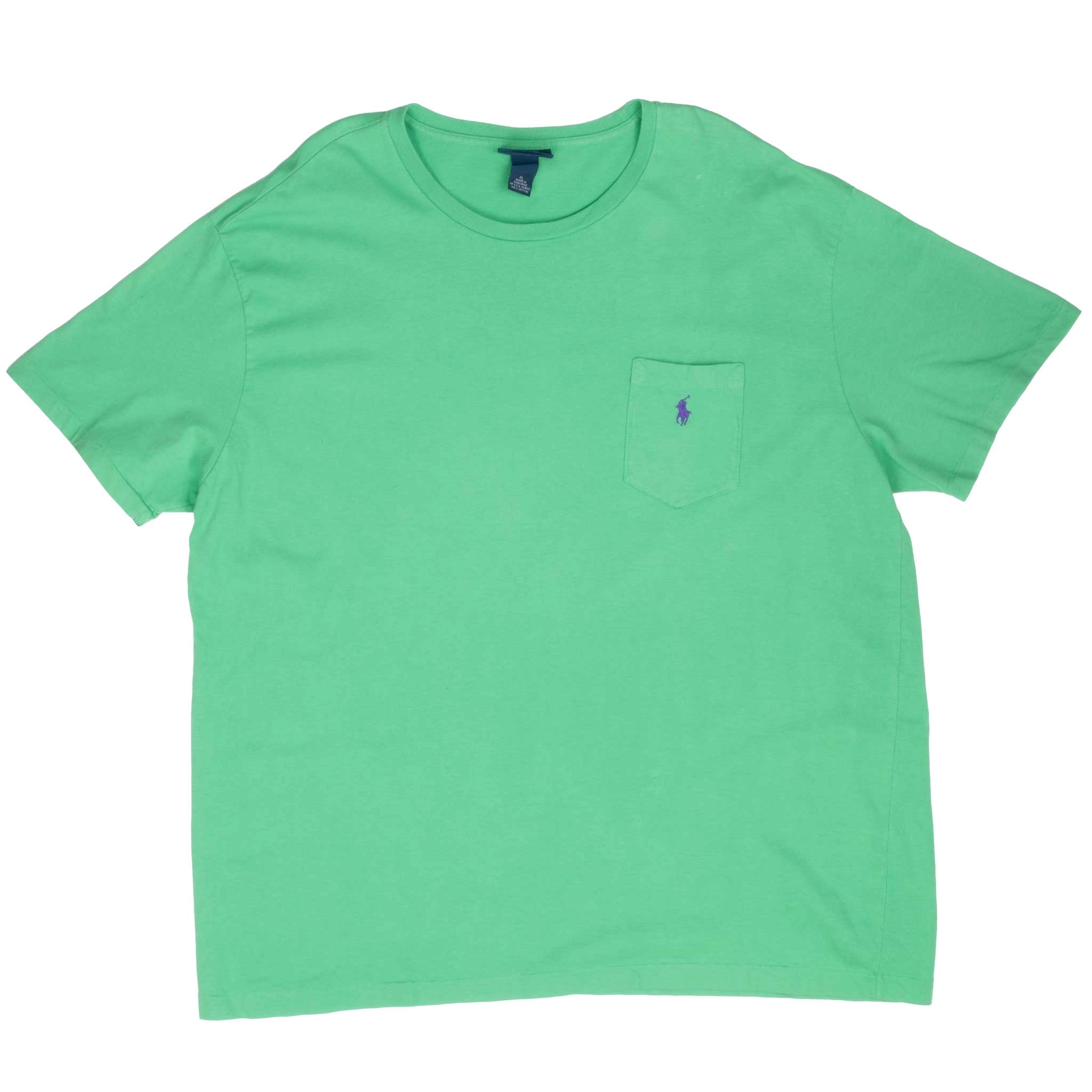 VINTAGE POLO RALPH LAUREN GREEN POCKET TEE SHIRT 1990S XL
