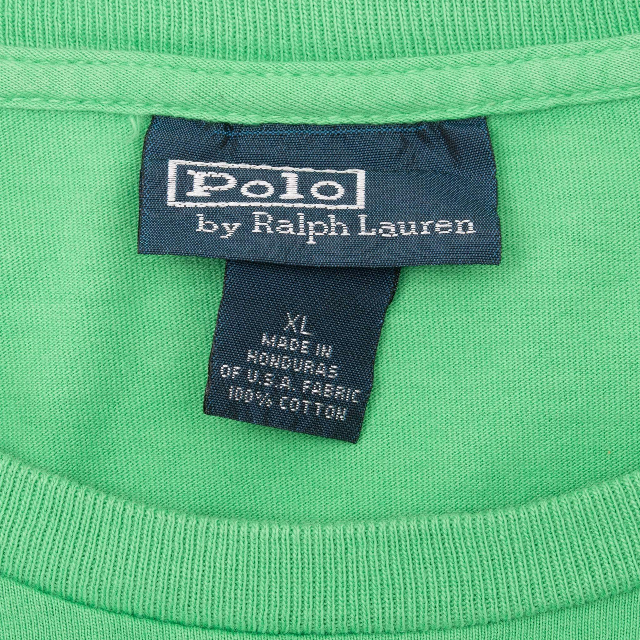 VINTAGE POLO RALPH LAUREN GREEN POCKET TEE SHIRT 1990S XL