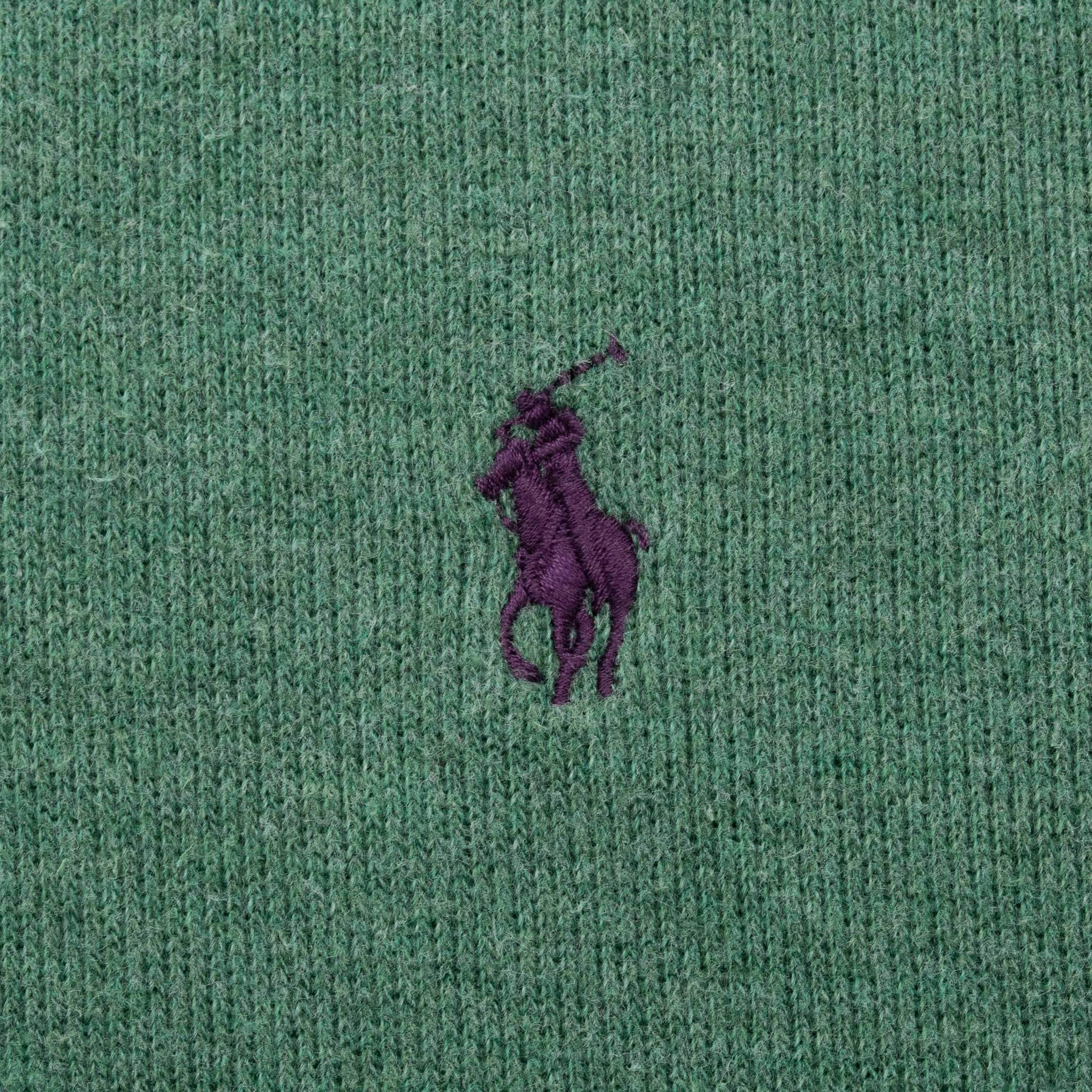 VINTAGE POLO RALPH LAUREN GREEN QUARTER 1/4 ZIP SWEATER 1990S XL