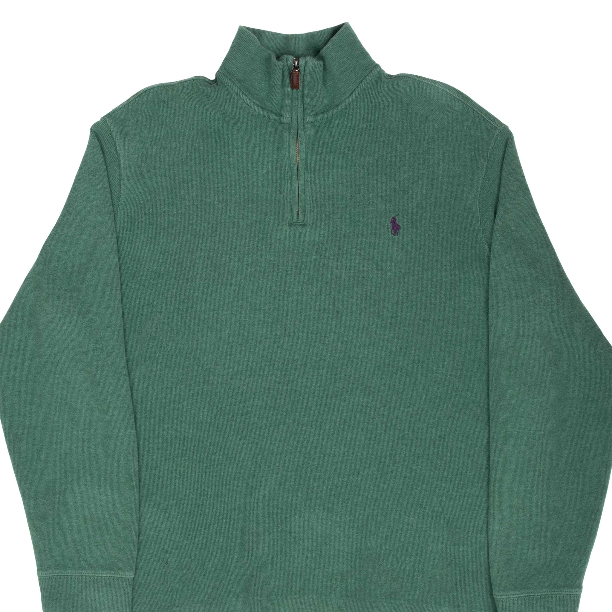 VINTAGE POLO RALPH LAUREN GREEN QUARTER 1/4 ZIP SWEATER 1990S XL