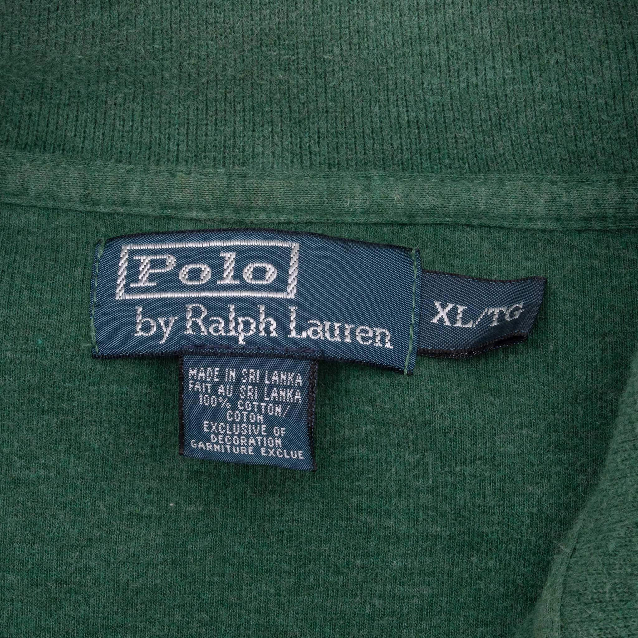 VINTAGE POLO RALPH LAUREN GREEN QUARTER 1/4 ZIP SWEATER 1990S XL
