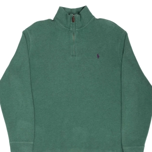 VINTAGE POLO RALPH LAUREN GREEN QUARTER 1/4 ZIP SWEATER 1990S XL