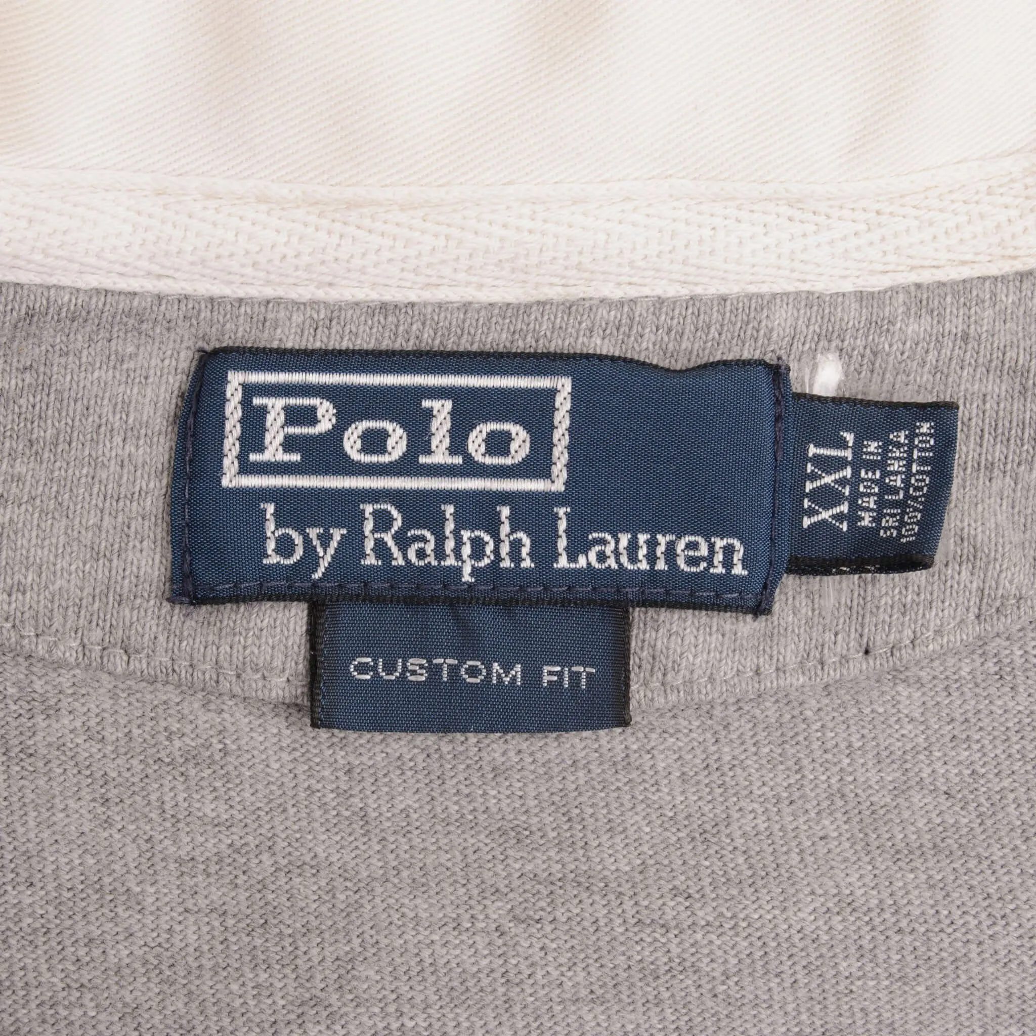 VINTAGE POLO RALPH LAUREN GREY RUGBY POLO SHIRT 1990S SIZE 2XL