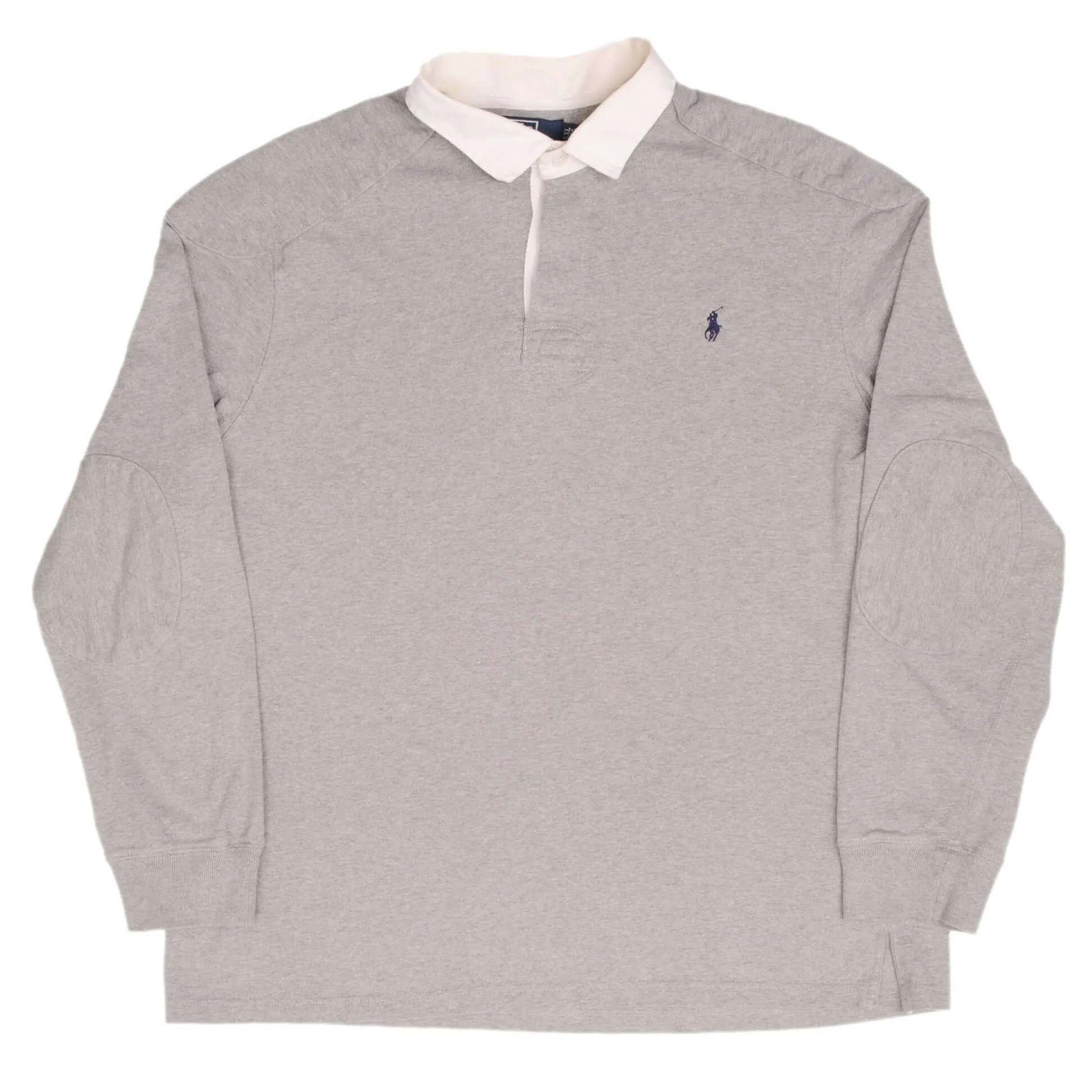 VINTAGE POLO RALPH LAUREN GREY RUGBY POLO SHIRT 1990S SIZE 2XL