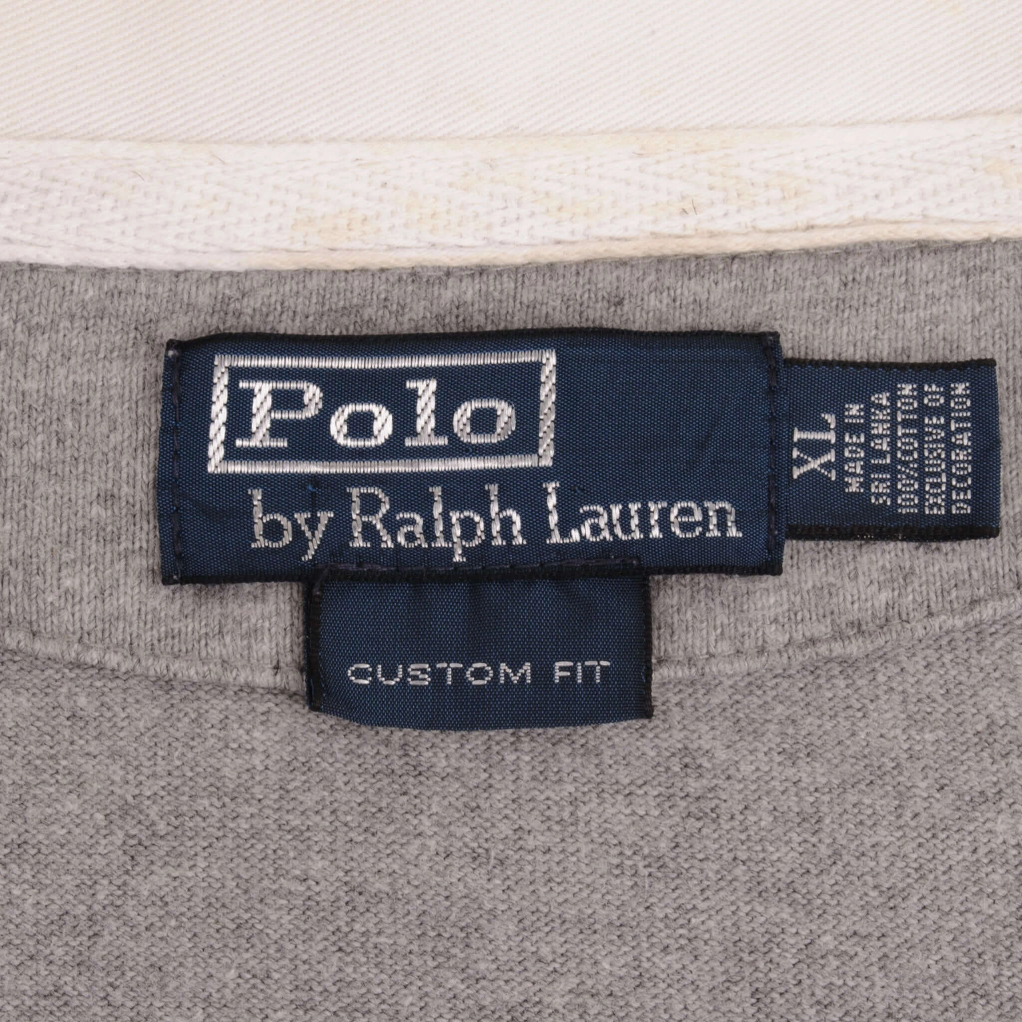 VINTAGE POLO RALPH LAUREN GREY RUGBY POLO SHIRT 1990S SIZE XL