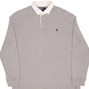 VINTAGE POLO RALPH LAUREN GREY RUGBY POLO SHIRT 1990S SIZE XL