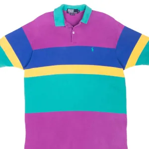 VINTAGE POLO RALPH LAUREN MULTICOLOR POLO SHIRT LARGE MADE IN USA