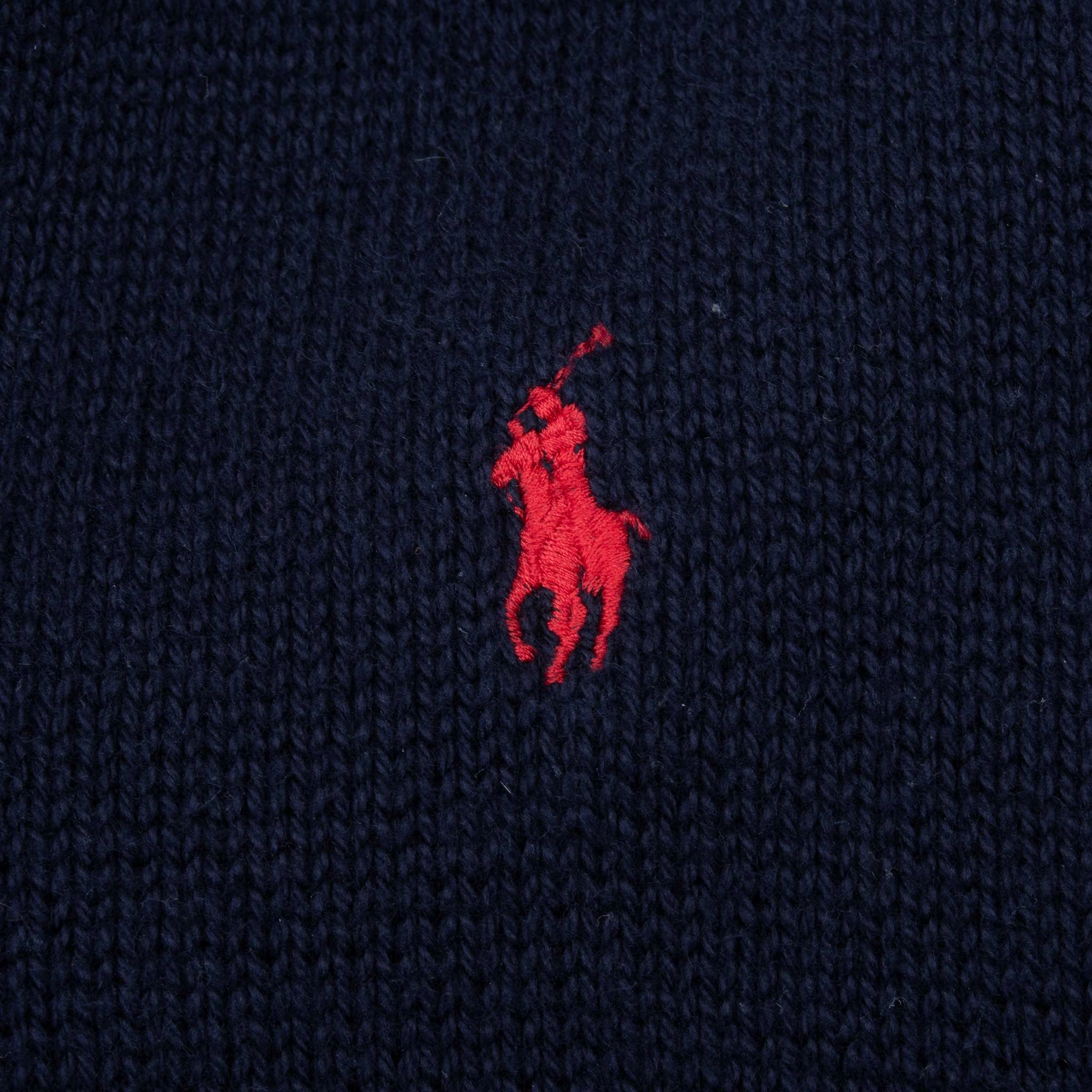 VINTAGE POLO RALPH LAUREN NAVY BLUE KNIT QUARTER 1/4 ZIP SWEATER 1990S LARGE