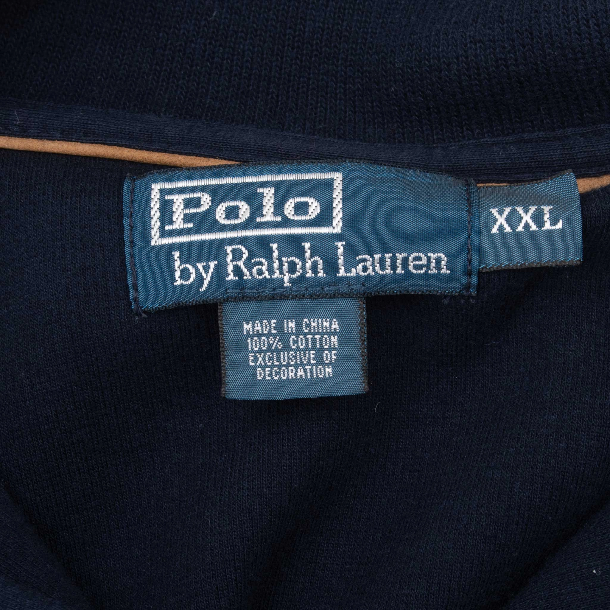 VINTAGE POLO RALPH LAUREN NAVY BLUE QUARTER 1/4 ZIP SWEATER 1990S 2XL