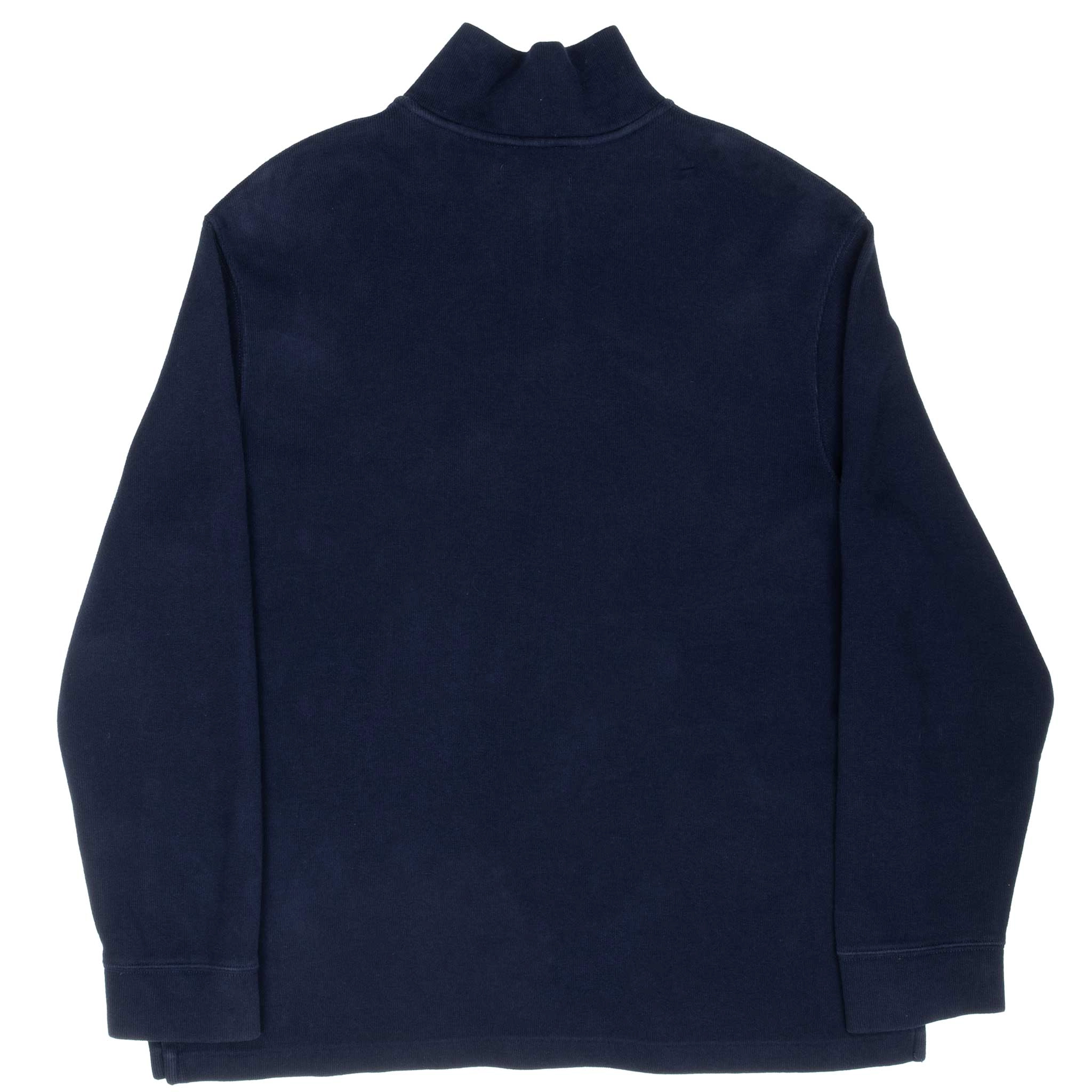 VINTAGE POLO RALPH LAUREN NAVY BLUE QUARTER 1/4 ZIP SWEATER 1990S 2XL