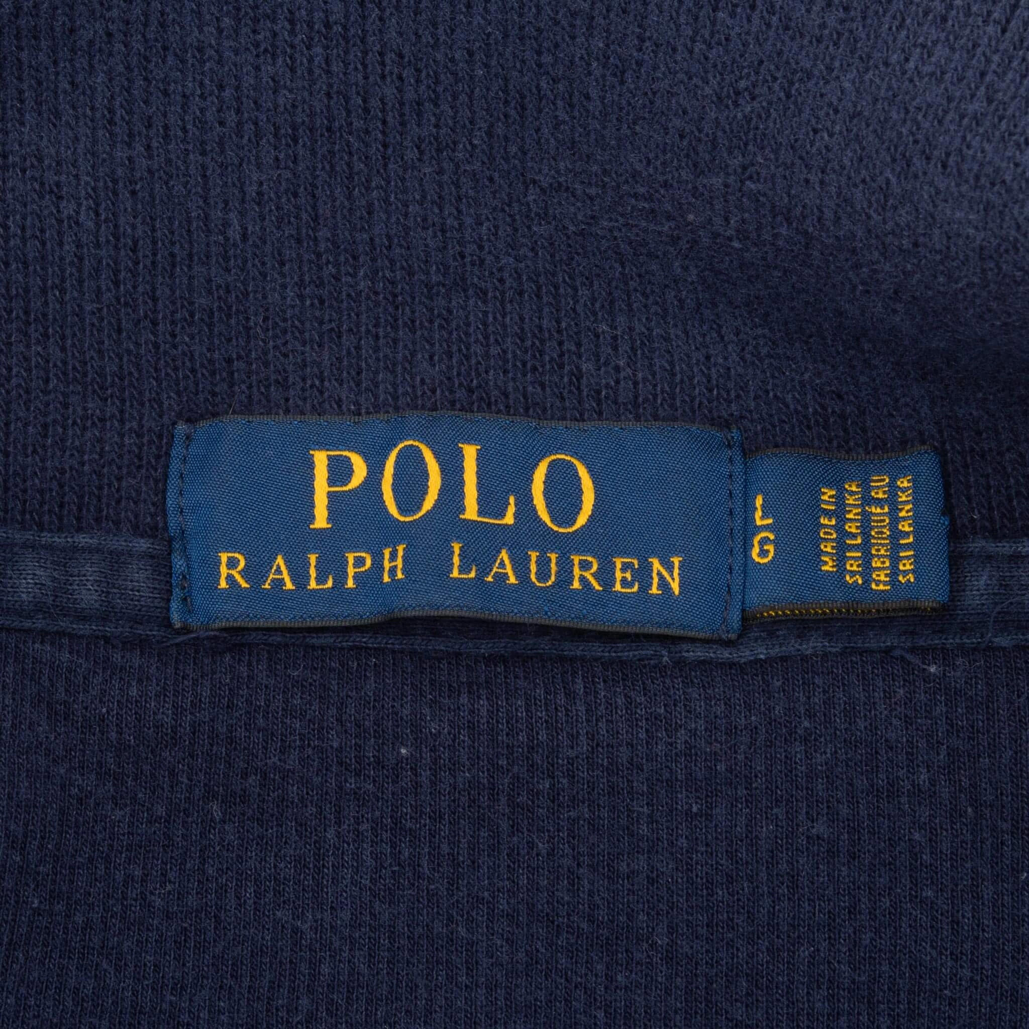 VINTAGE POLO RALPH LAUREN NAVY BLUE QUARTER 1/4 ZIP SWEATER LARGE